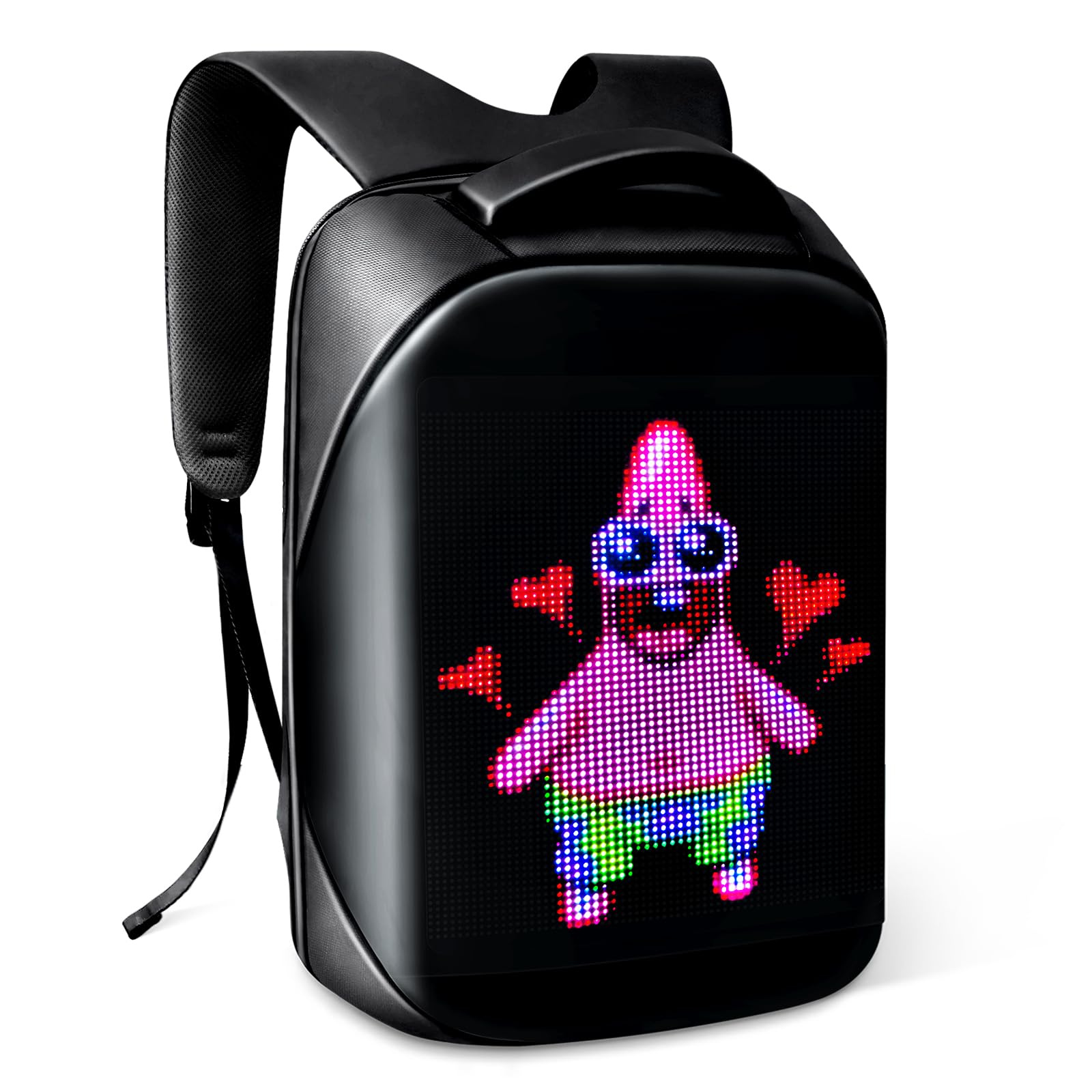LED Display Laptop Backpack - Waterproof Travel Backpack for Men & Women with DIY Fashion Design, Fits 15.6 Inch Laptop (Black) - Perfect for Work, School, Commuting & Business Trips