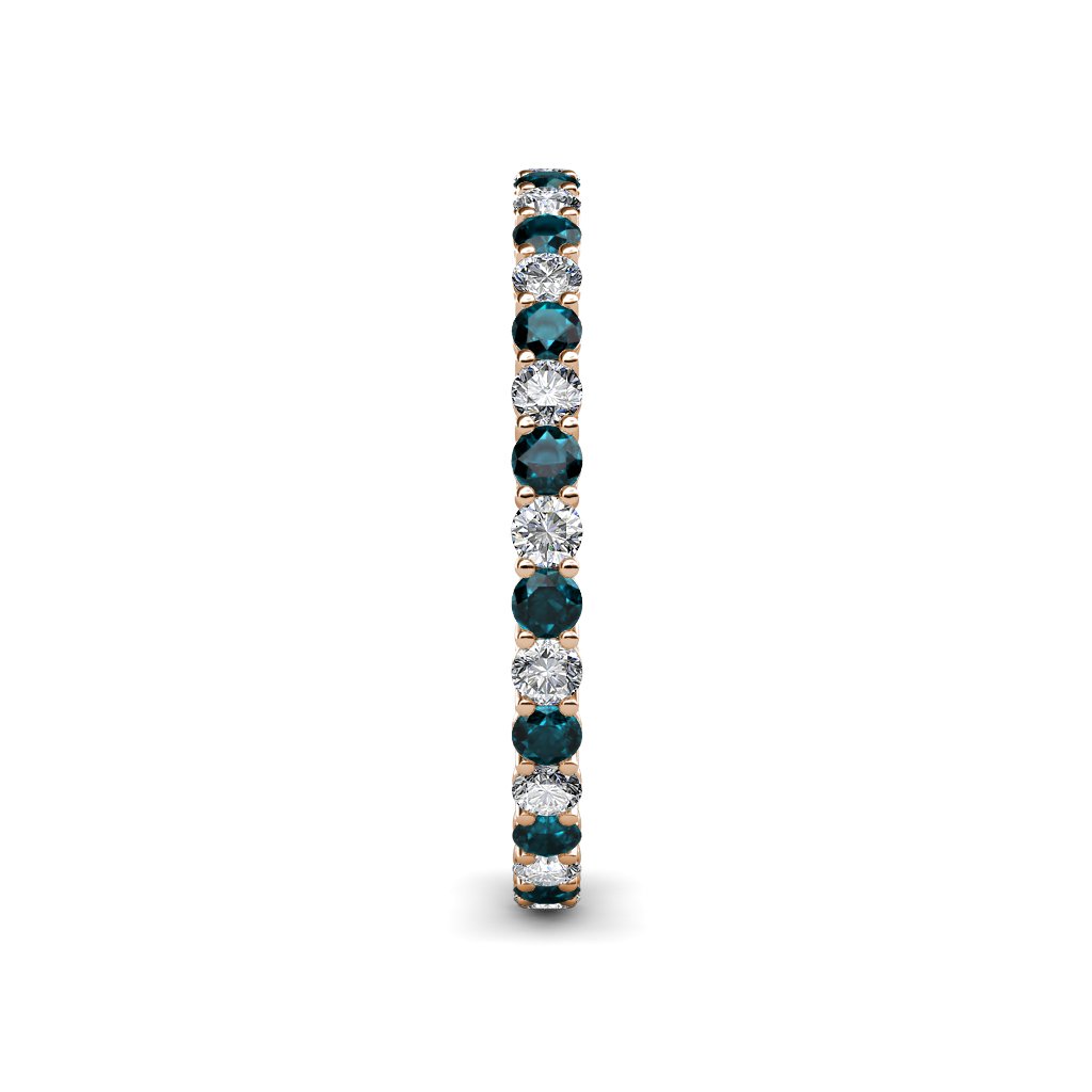 0.83-0.97 Carat Diamond & London Blue Topaz Stackable Eternity Band Ring for Women - 14K Rose Gold Wedding, Anniversary, Gift, Everyday Wear Jewelry