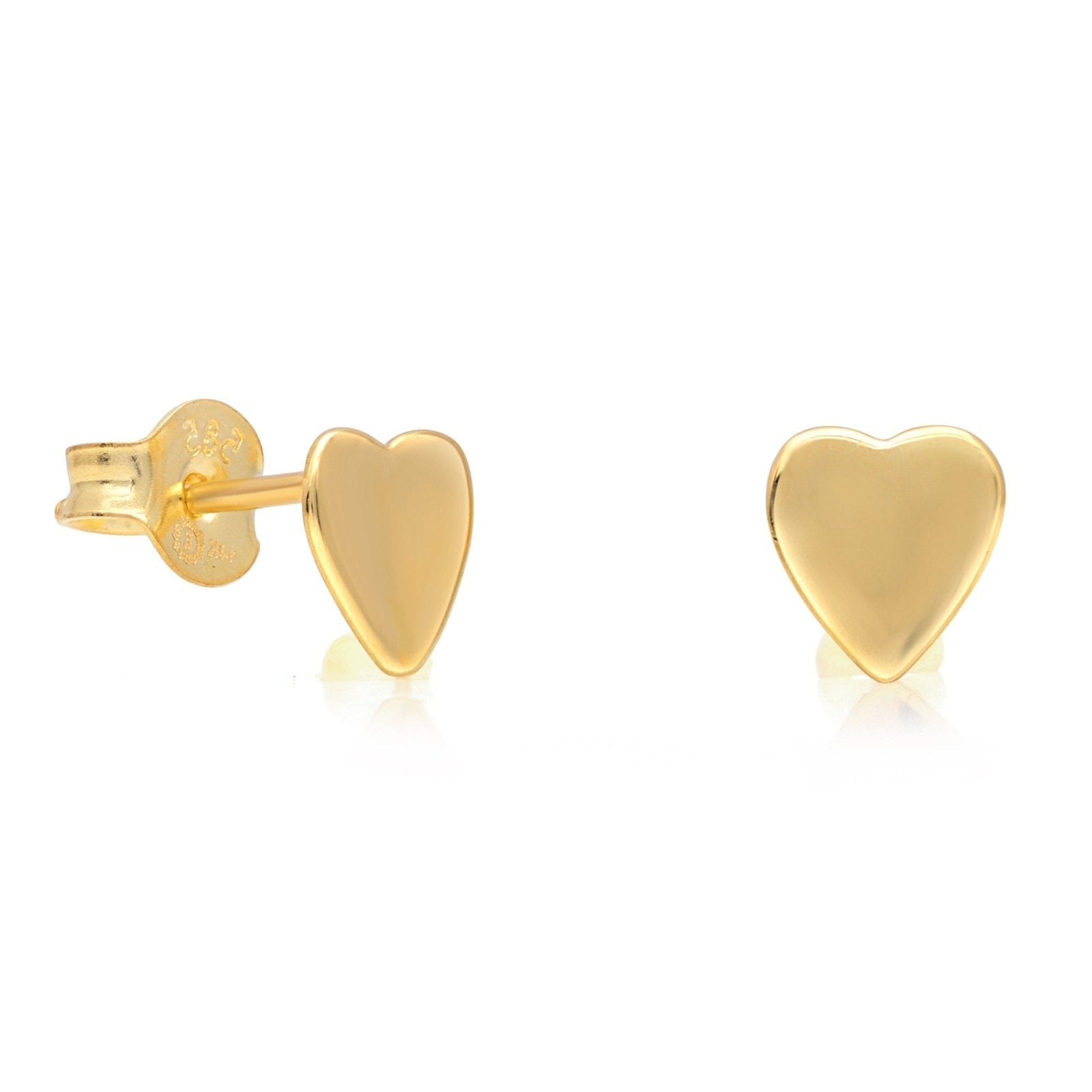 14K Yellow Gold Large Heart Stud Earrings for Women - Perfect for Valentine's Day, Anniversary, and Everyday Wear