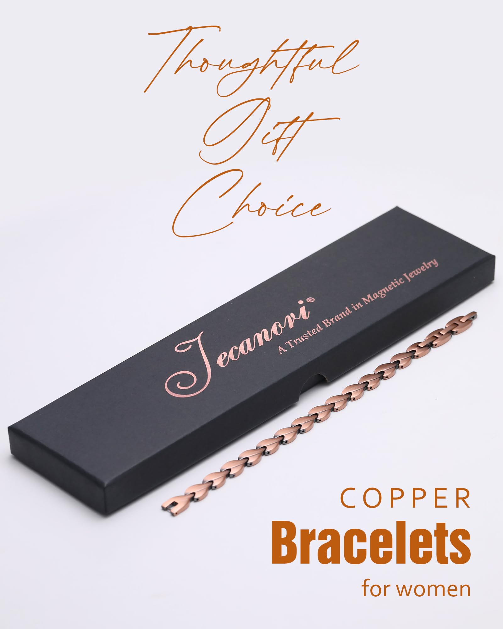 Jecanori Copper Magnetic Bracelets for Women - Adjustable Sizing Tool Included - Stylish & Comfortable for Everyday Wear, Yoga, Work & Travel