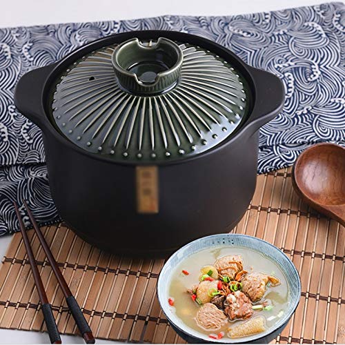 Ceramic Clay Pot for Gas Stove - 4QT Casserole Soup Stew Pot, Rice Cooking Pot with Lid, Durable Household Kitchenware (Dark Brown) - Perfect for Slow Cooking, Soups, Stews & Rice Dishes
