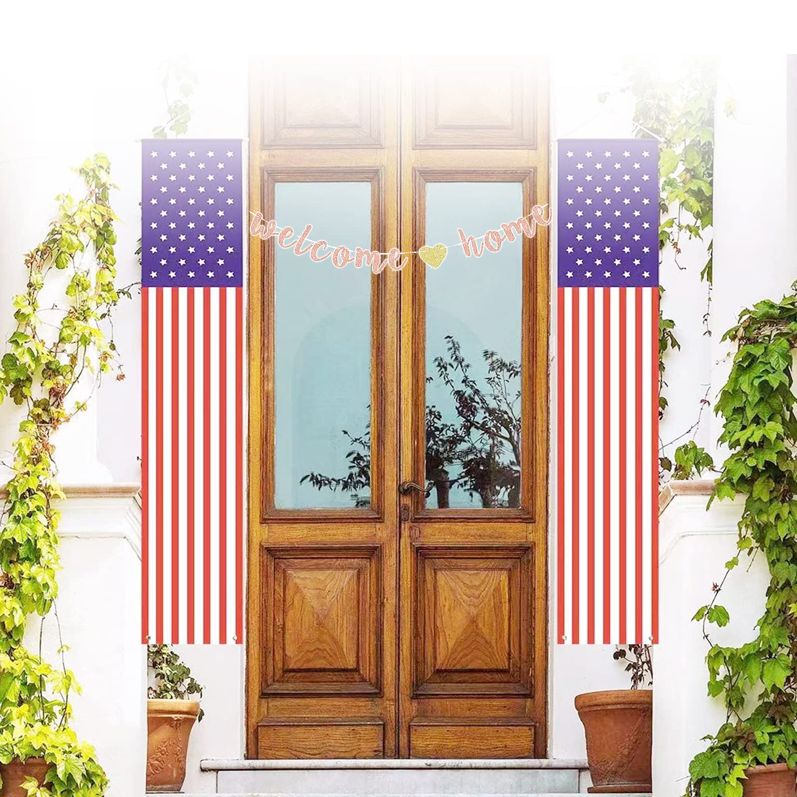Rose Gold Glitter Welcome Home Banner - Military Army Homecoming Party Decor, Family Reunion Sign, Welcome Back Party Supplies - Perfect for Homecoming, Reunions & Themed Celebrations