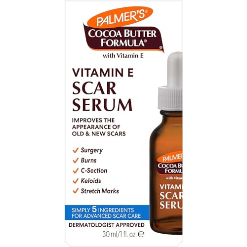 Palmer's Cocoa Butter Scar Serum with Vitamin E – Fades Scars & Stretch Marks, 1 fl oz – Perfect for Post-Surgery, Acne & Pregnancy Skin Care