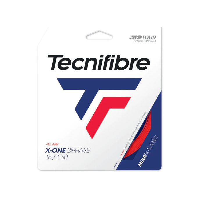 Tecnifibre X-One Biphase 16/1.30 Tennis String (Red) | High-Performance Tennis Racket String for Control & Power | Perfect for Competitive Matches & Training Sessions