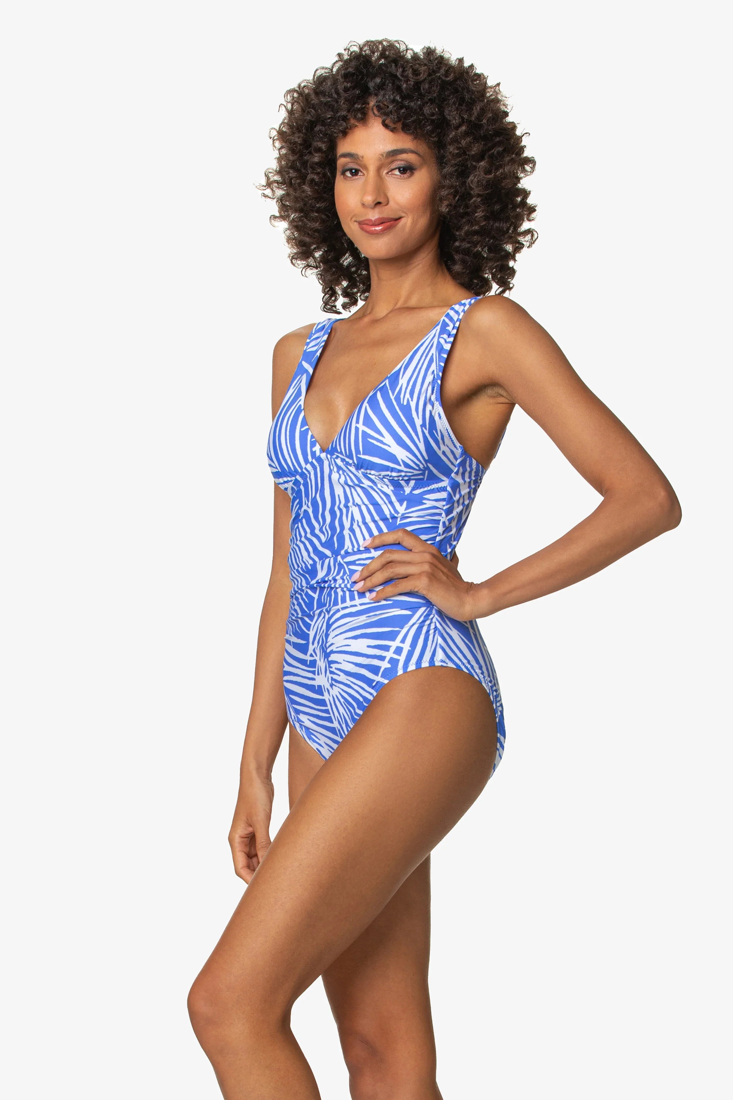 Olivia One Piece Swimsuit | South Seas Blue Periwinkle Print Women's Bathing Suit - Perfect for Beach Vacations & Pool Parties