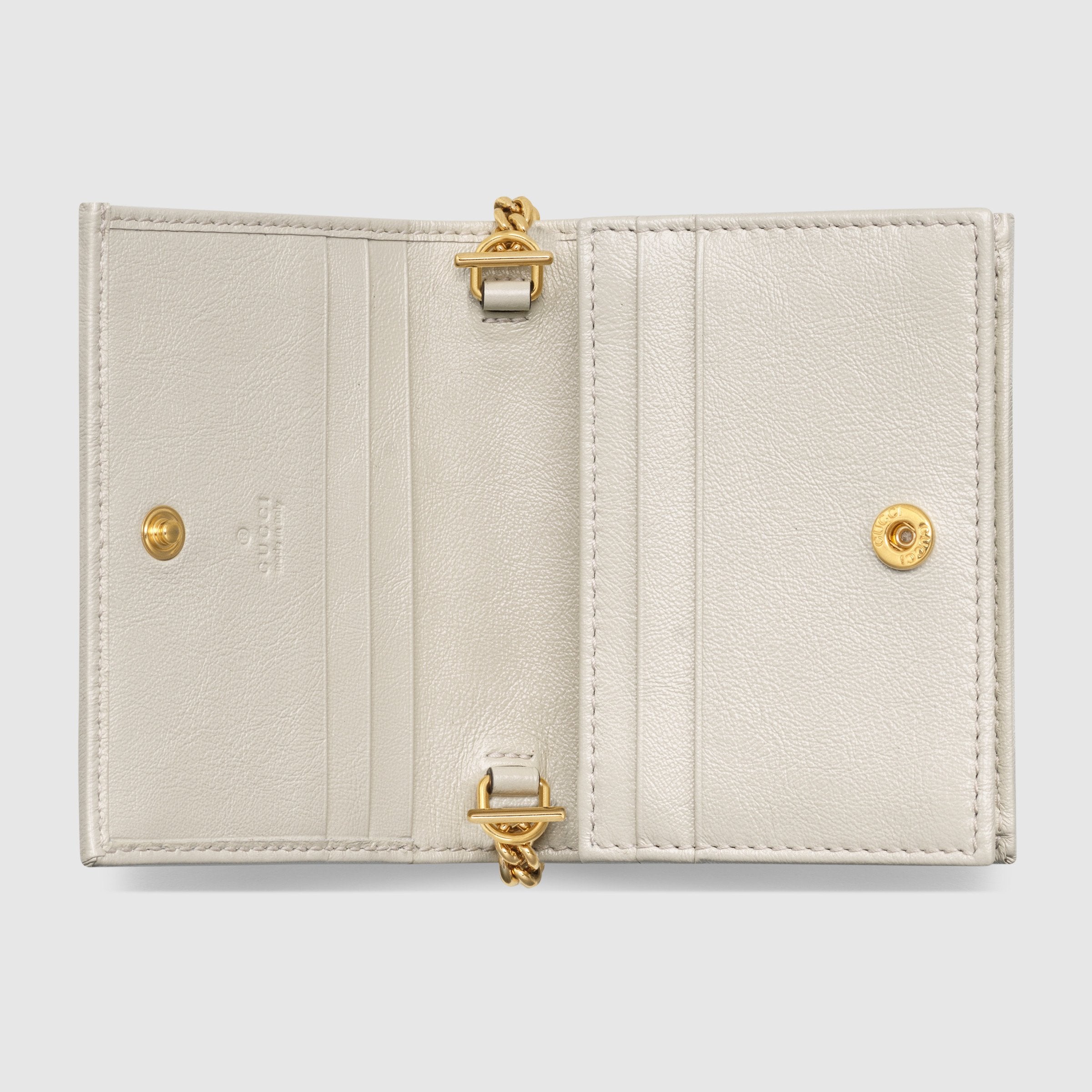 Gucci Rajah Chain Card Case Wallet in White - Stylish & Compact for Everyday Use, Parties, and Travel