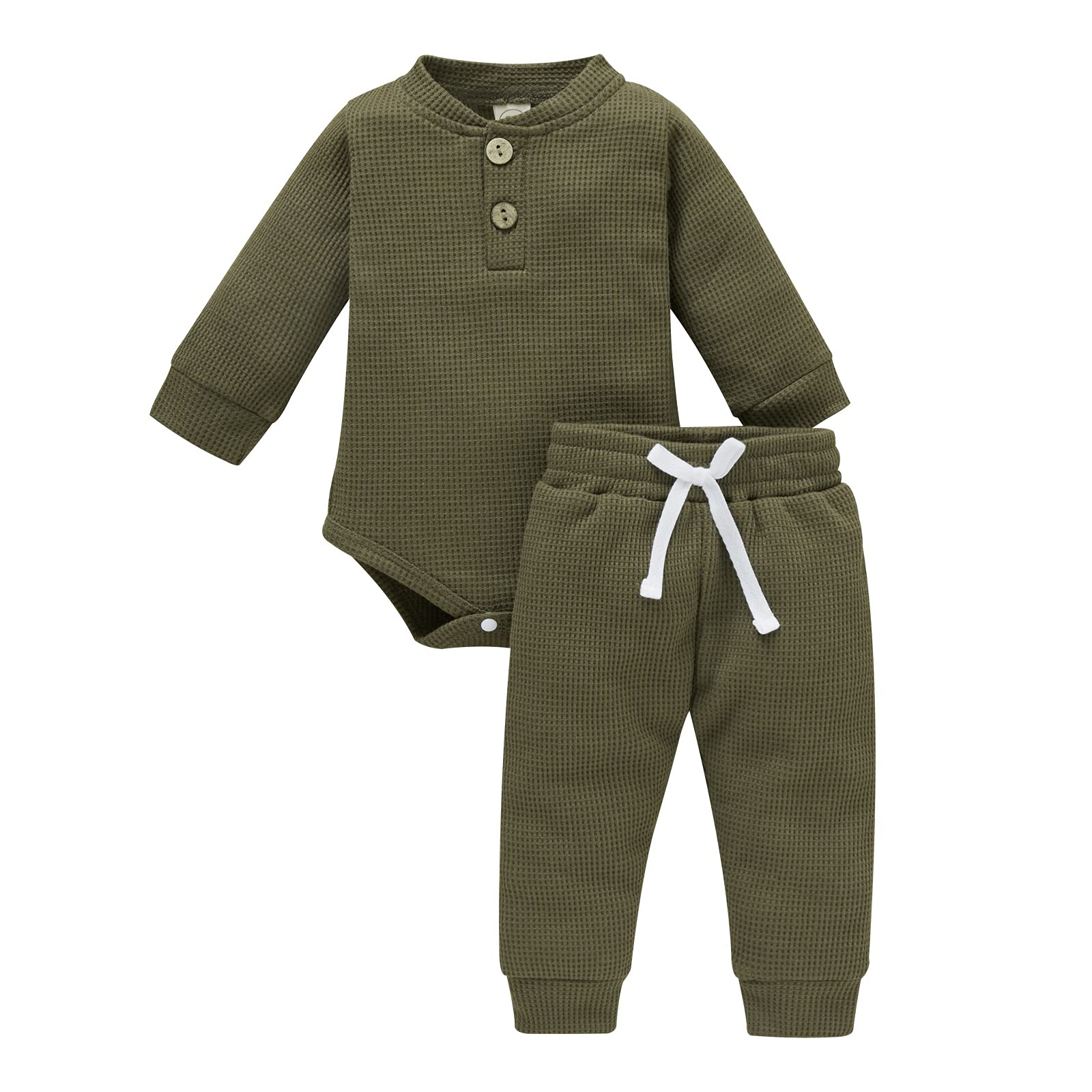 Thorn Tree Newborn Baby Clothes Set - Soft Cotton Knitted 2-Piece Romper with Long Sleeves & Pants for Boys & Girls | Perfect Fall Outfits for Infants | Ideal for Photoshoots, Playdates & Cozy Home Wear