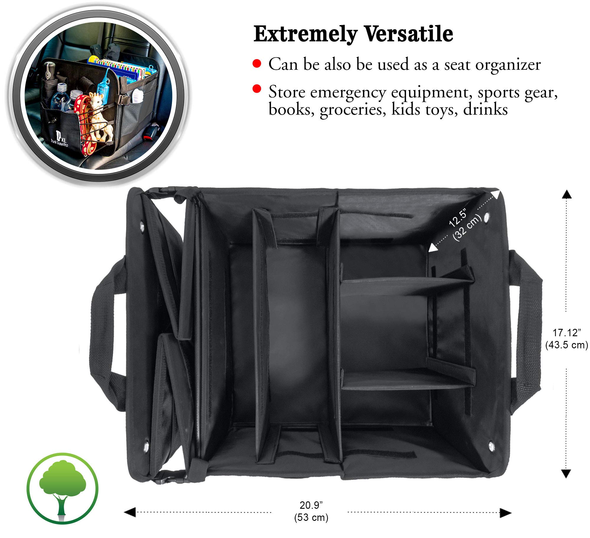 TRUNKCRATEPRO Car Organizer Bundle - 1 Regular Grey & 1 XL Black Trunk Organizer | 15% Discount | Perfect for Road Trips, Travel & Vehicle Storage