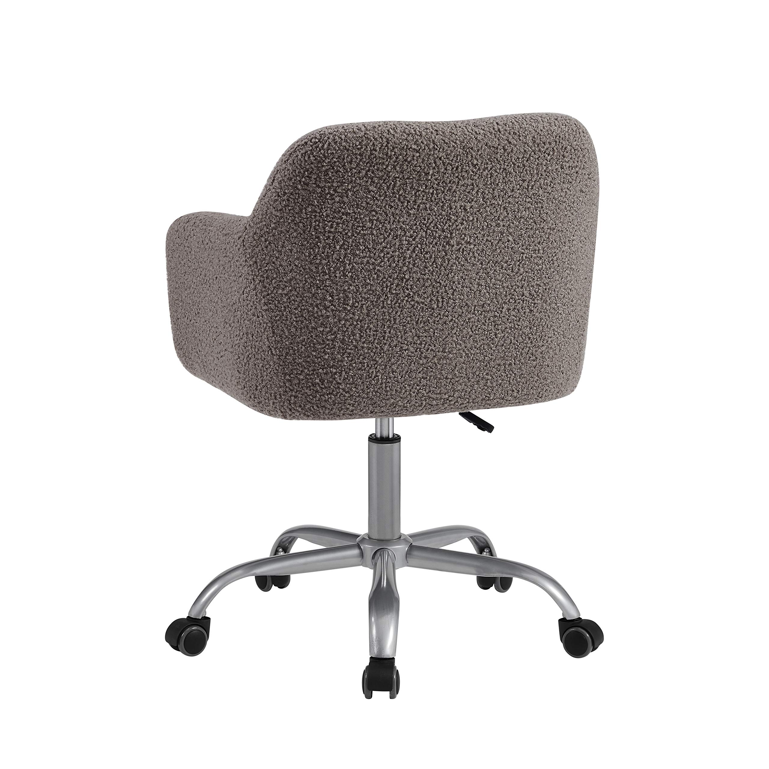 Linon Grey Upholstered Adjustable Brooklyn Office Chair - Ergonomic Desk Chair with Lumbar Support for Home & Office Workspace, Gaming, and Study