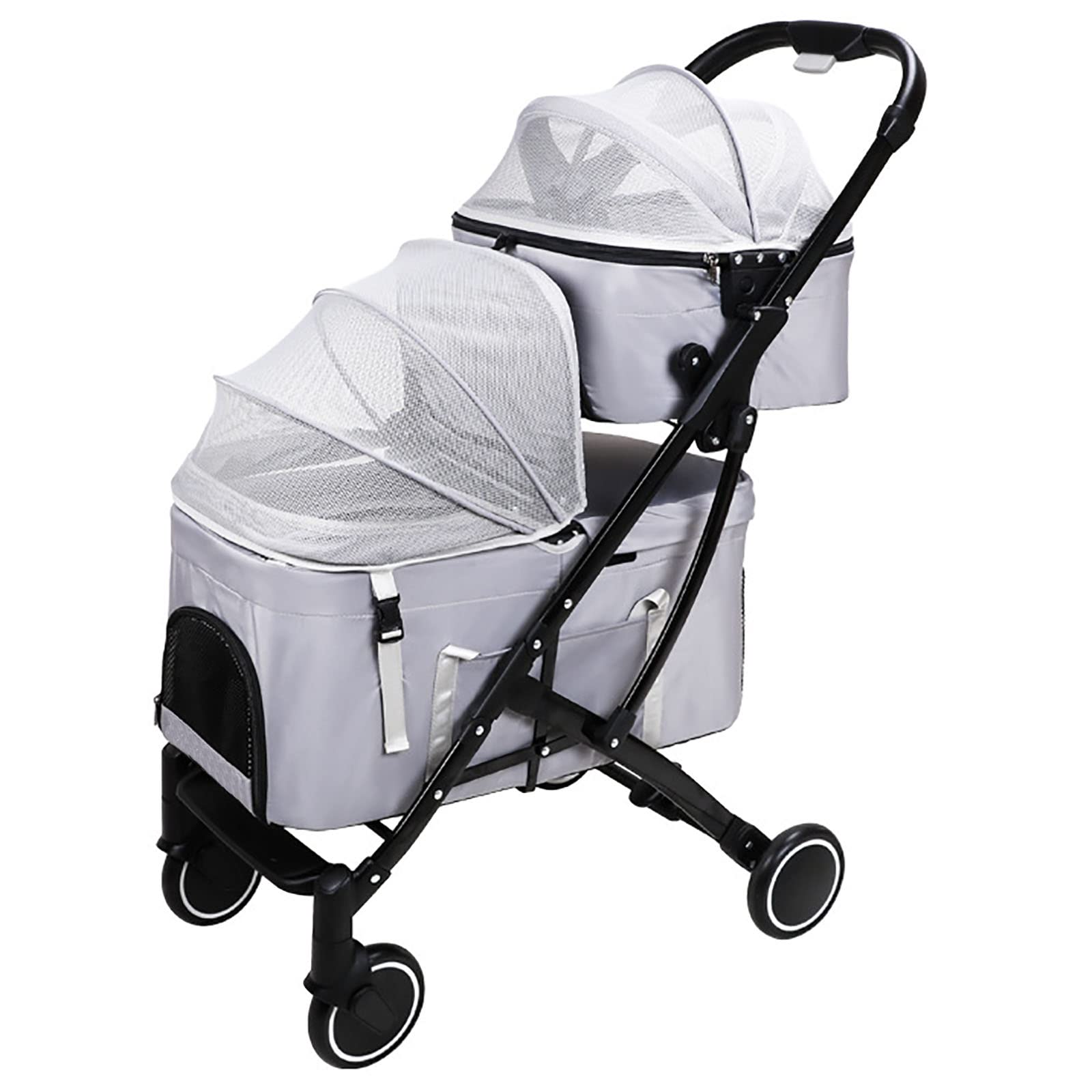 Lightweight Dog Stroller for 2 Small Pets - 4-Wheel Breathable Pet Carrier with Storage Basket | Perfect for Walking, Vet Visits & Outdoor Adventures