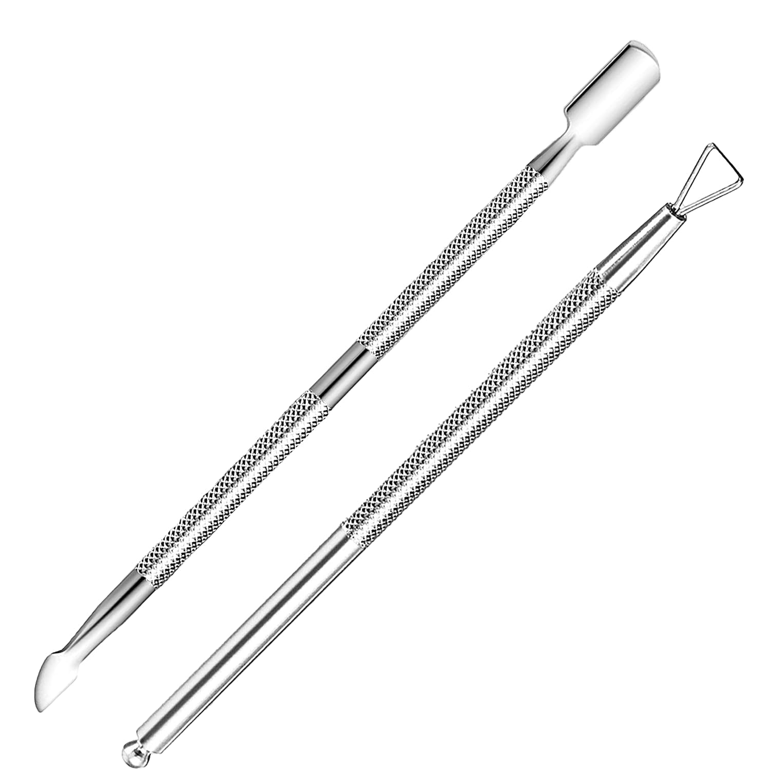 ARMIZ 2-Pack Stainless Steel Cuticle Pusher & Nail Polish Remover Kit - Double-Ended Cuticle Tool & Triangle UV Gel Remover for Professional Nail Art & Manicure | Perfect for Home & Salon Use