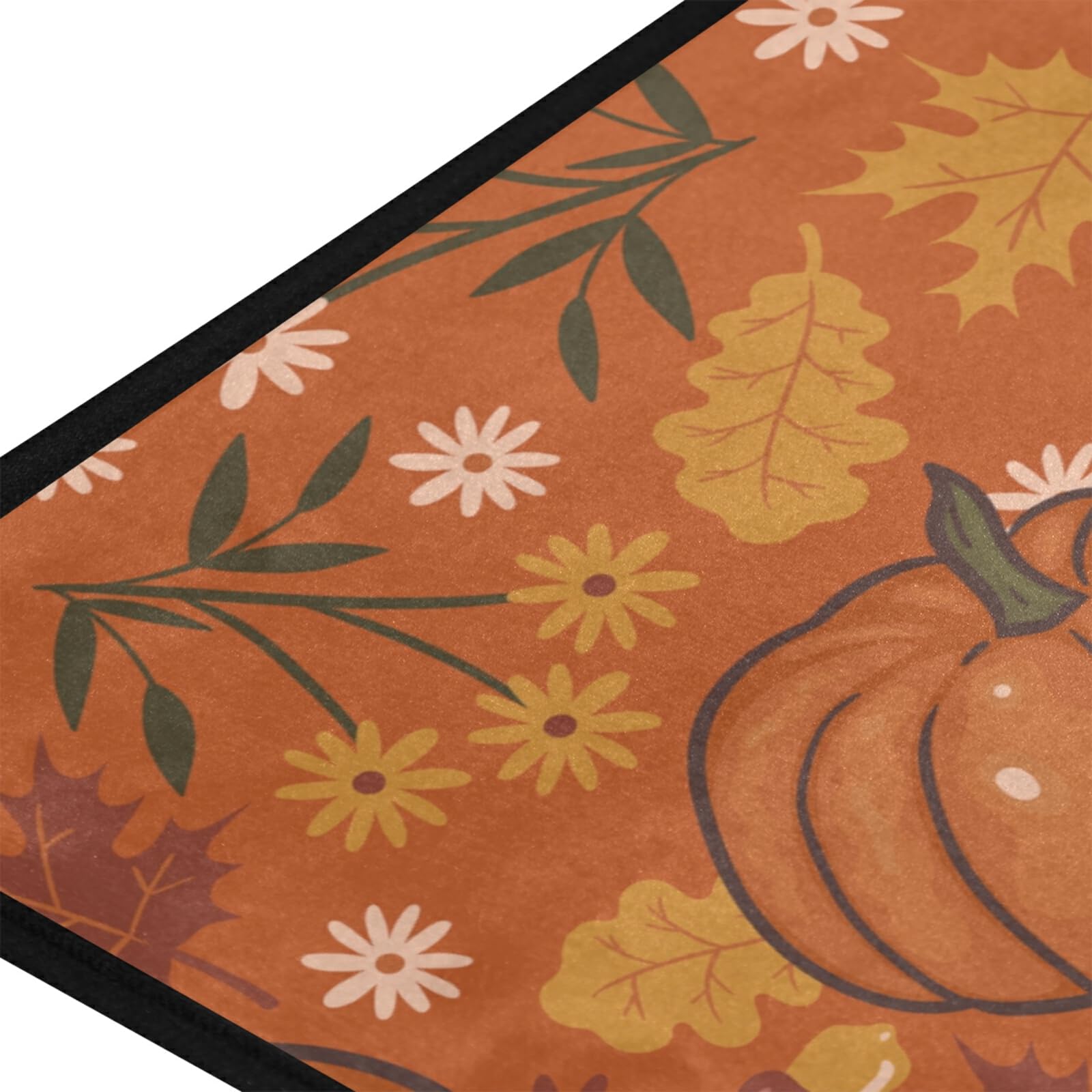 Non-Slip Washable Kitchen Rugs - Absorbent Fall Pumpkin Halloween Floor Mats for Sink Area - Cushioned Farmhouse Style Runner Rug 39x20 Inch - Perfect for Home, Kitchen, Bathroom & Holiday Decor