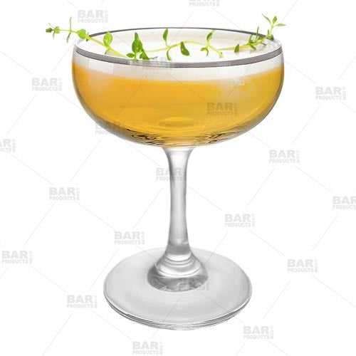 BarConic® Silver Rimmed Coupe Cocktail Glass - 7 oz Elegant Champagne & Martini Glassware Set for Parties, Weddings & Home Bar Decor