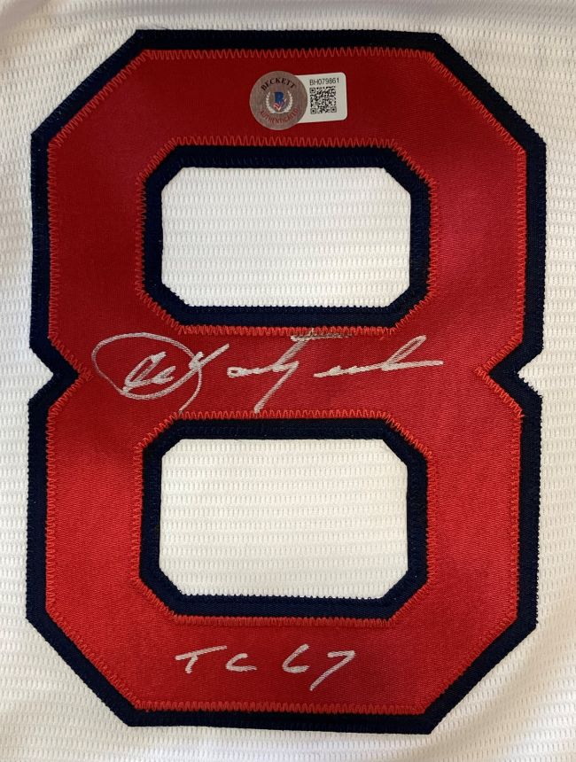 Carl Yastrzemski Autographed Boston Red Sox Majestic Replica Jersey - TC 67 Inscription - Perfect for Baseball Memorabilia Collectors & Red Sox Fans - Great for Display, Gifting, and Sports Memorabilia Collections