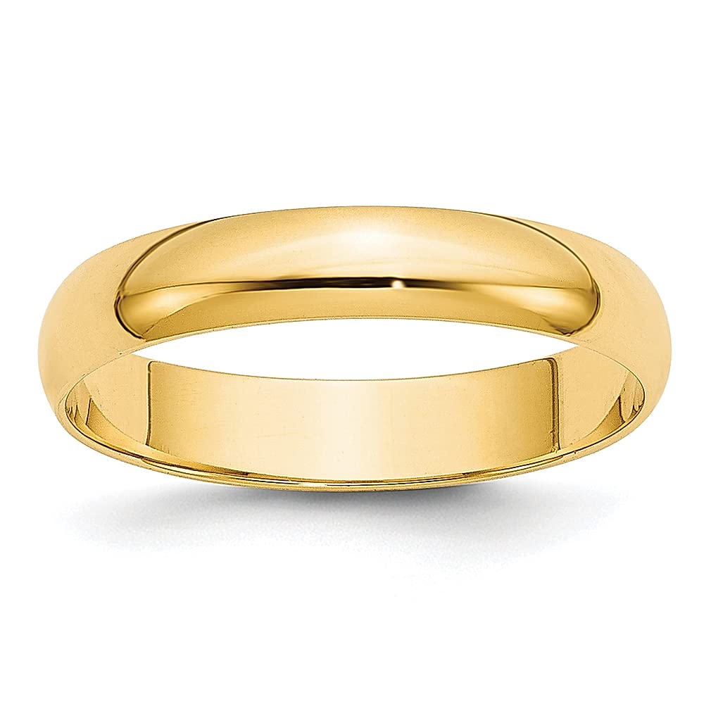 14K Yellow Gold 4mm Lightweight Half Round Wedding Band Ring - Size 11.5 - Classic Fine Jewelry for Women - Perfect Anniversary, Engagement & Bridal Gift - Ideal for Everyday Wear & Special Occasions