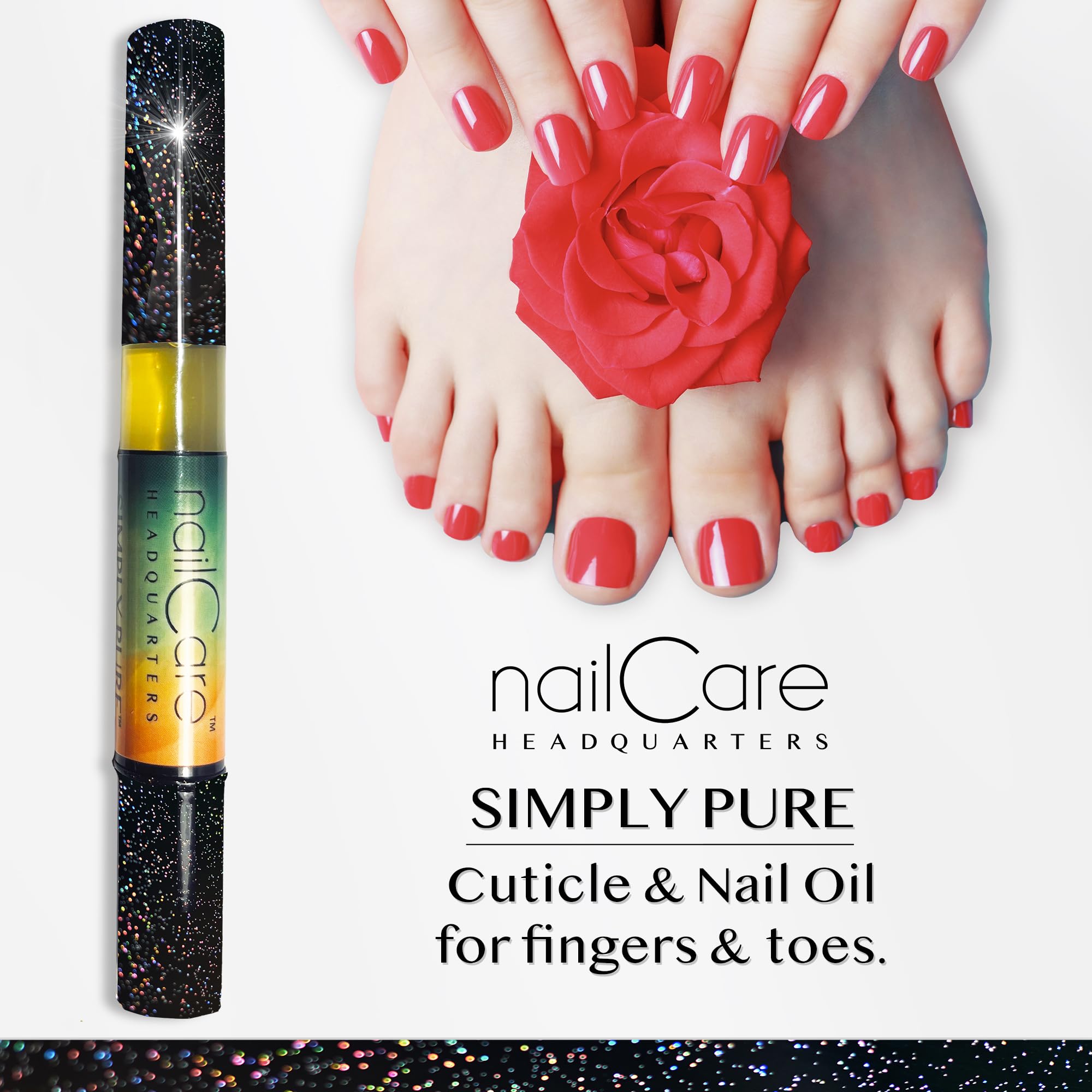 Cuticle Oil Pen for Nails - Nail Strengthener & Growth Serum with Jojoba Oil - Repair Damaged Nails & Hangnails - Mixed Fragrances Holographic Glitter Pens (4-Pack) - Perfect for Manicures, At-Home Nail Care & Gift Sets