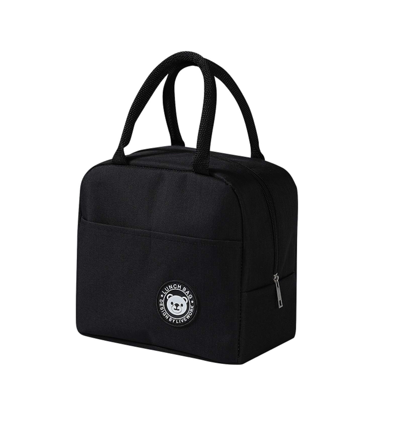 5.5L Insulated Lunch Bag for Women - Portable Reusable Thermal Lunch Box for Work, School & Picnics - Black Bear Design Small Cooler Bag for Daily Use & Outdoor Activities