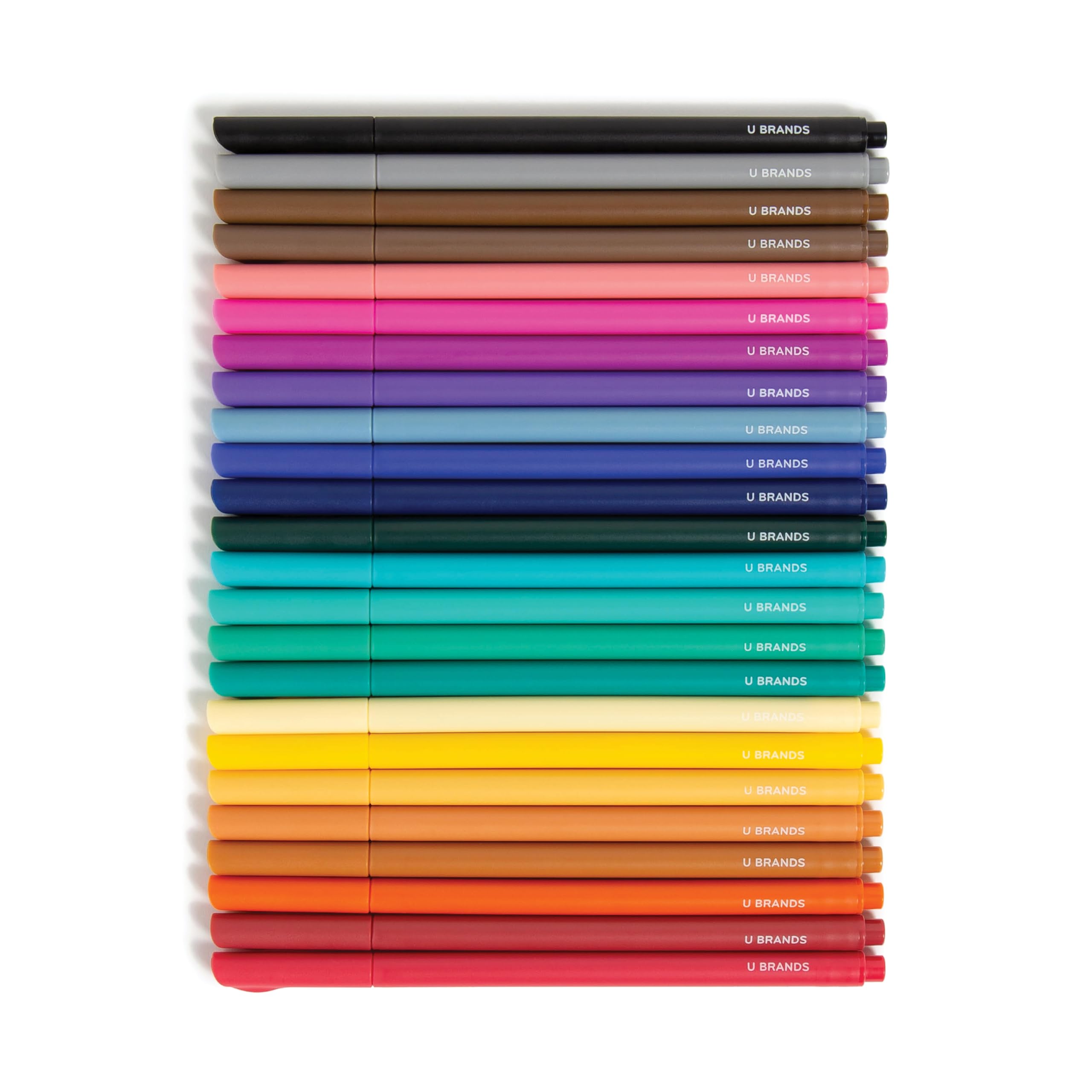 U Brands Fine Liners Felt Tip Pens - 24 Pack with 0.5mm Fine Point, Assorted Vibrant Colors - Perfect for Bullet Journaling, Sketching, Note Taking & Art Projects