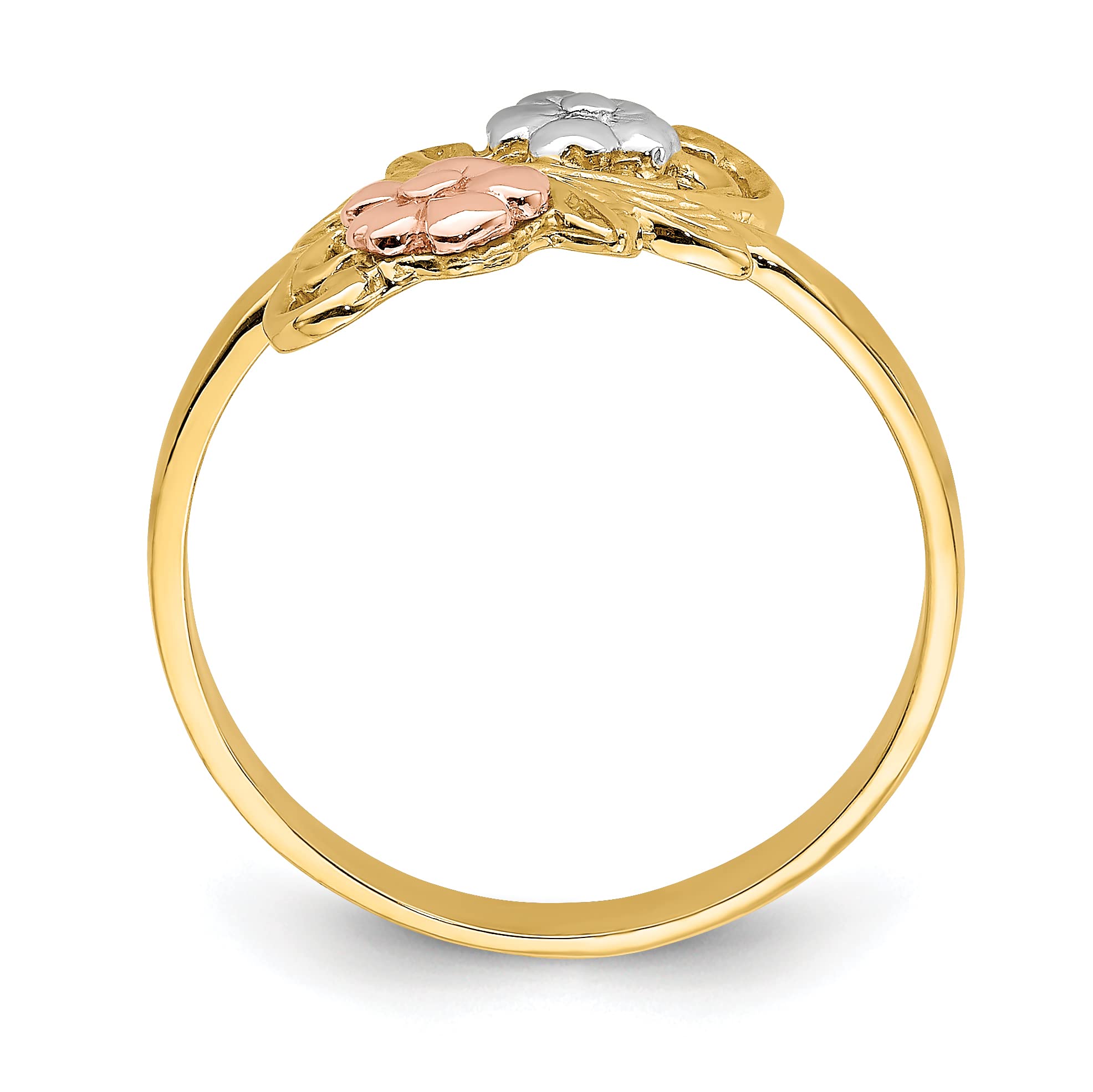 14K Two-Tone Gold & White Rhodium Flower Ring - Size 6.0 | Elegant Floral Jewelry for Women | Perfect for Weddings, Anniversaries & Special Occasions