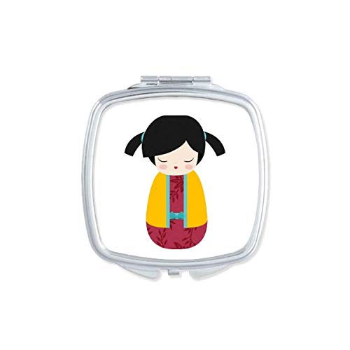 DIYthinker Yellow Kimono Japan Doll Art Mirror - Portable Compact Pocket Makeup Mirror with Double Sided Glass for Travel, Home & Cosmetics Bag