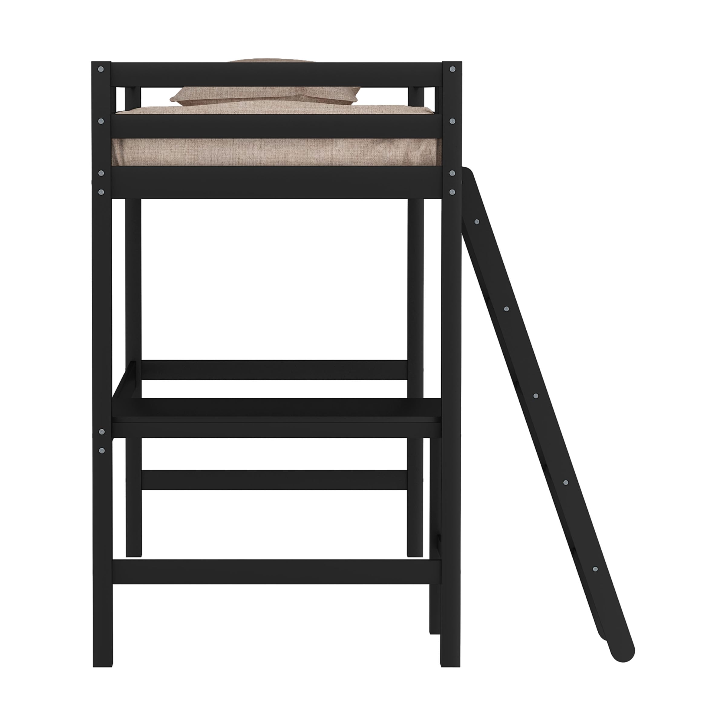 Hillsdale Caspian Youth Solid Wood Twin Loft Bed for Kids Room - Sturdy Black Wooden Bunk Bed with Ladder | Perfect for Small Spaces, Dorm Rooms & Kids Bedrooms