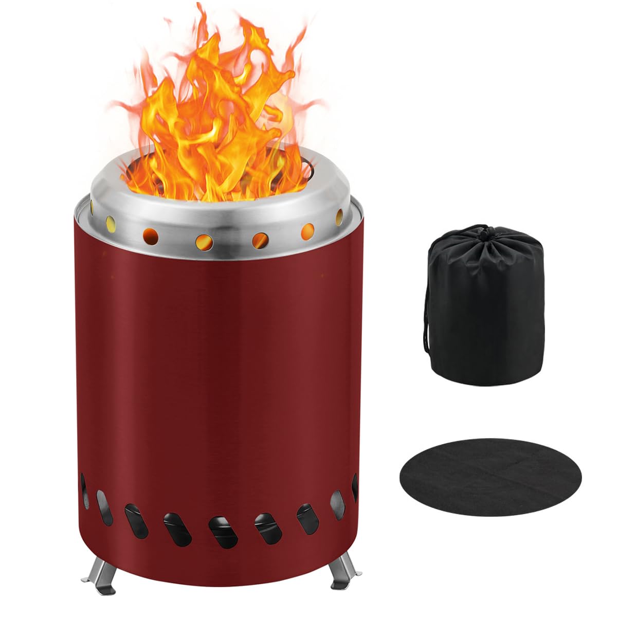 BRIAN & DANY Portable Tabletop Fire Pit with Stand – Solo Outdoor Stove for Camping, Backyard & Patio – Low Smoke Mini Fire Pit for Wood or Pellets – Safe & Compact (7.9 x 5.5 Inches, Red) – Perfect for S'mores, Warmth & Ambiance