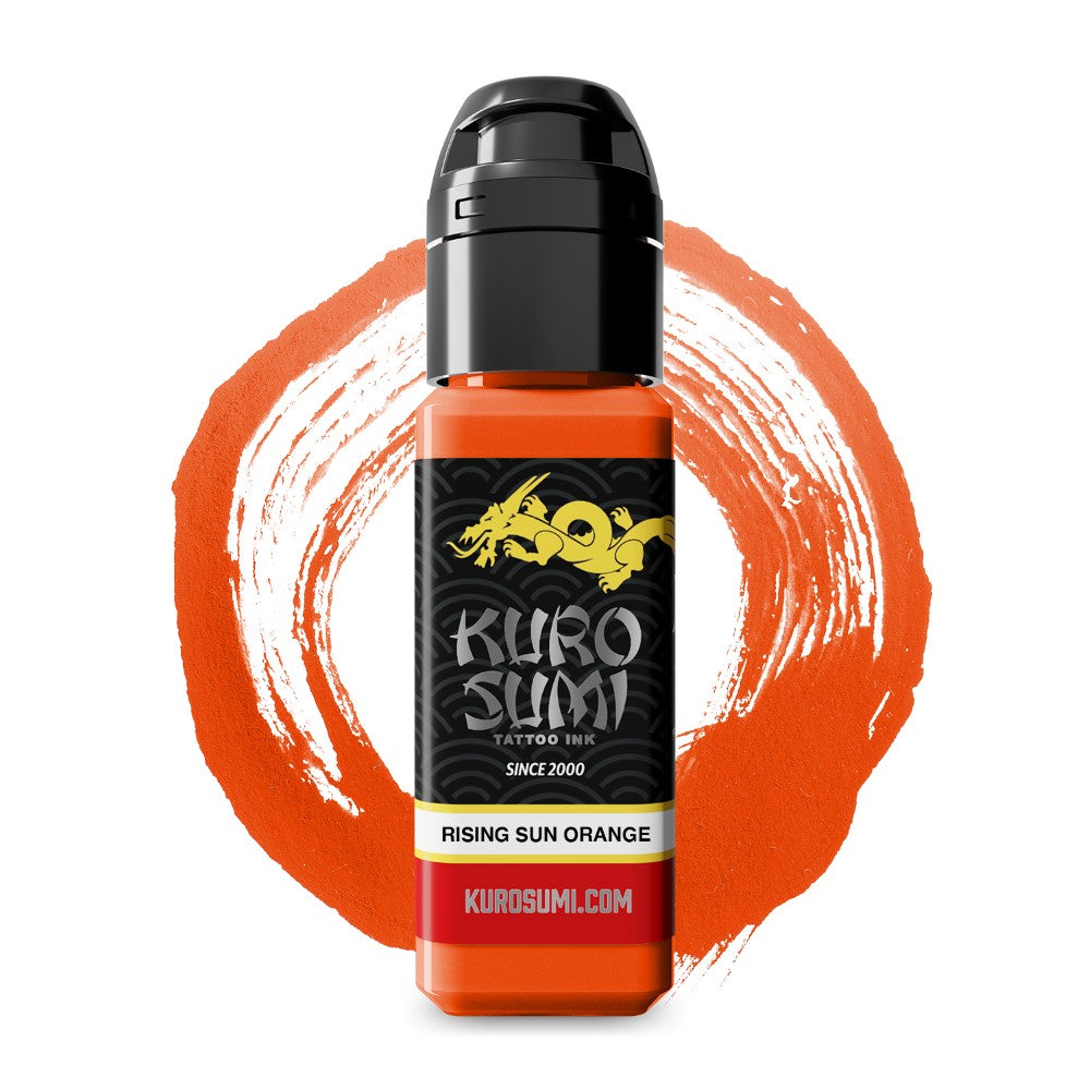 Kuro Sumi Rising Sun Orange Tattoo Ink - High Quality, Vibrant Color for Professional Tattoo Artists - Perfect for Sleeves, Traditional & Japanese Style Tattoos