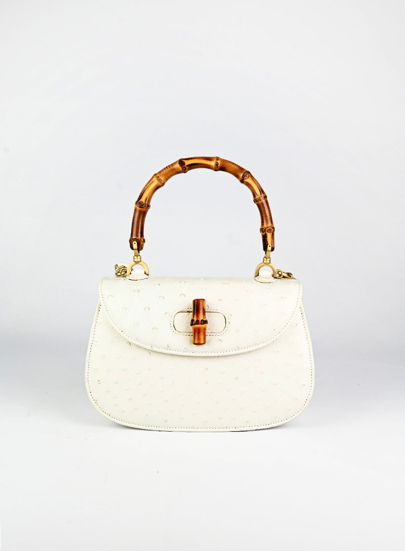 Authentic Gucci Bamboo Leather Handbag in White - Luxury Designer Tote for Women, Perfect for Office, Travel & Everyday Use
