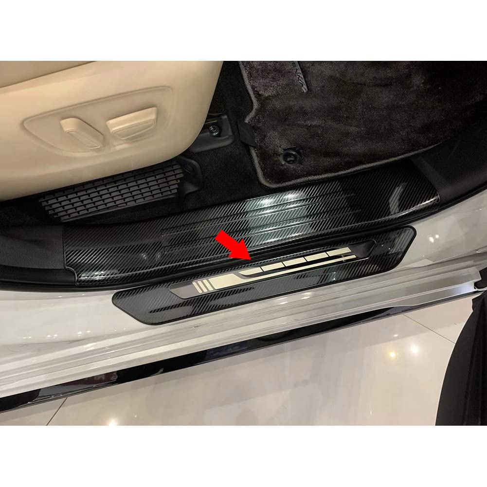 Beautost Stainless Steel Outside Door Sill Scuff Plate Guard Cover Trim for Toyota Sienna 2021-2025 - Carbon Fiber Black | Durable Protection & Stylish Upgrade for Car Exterior