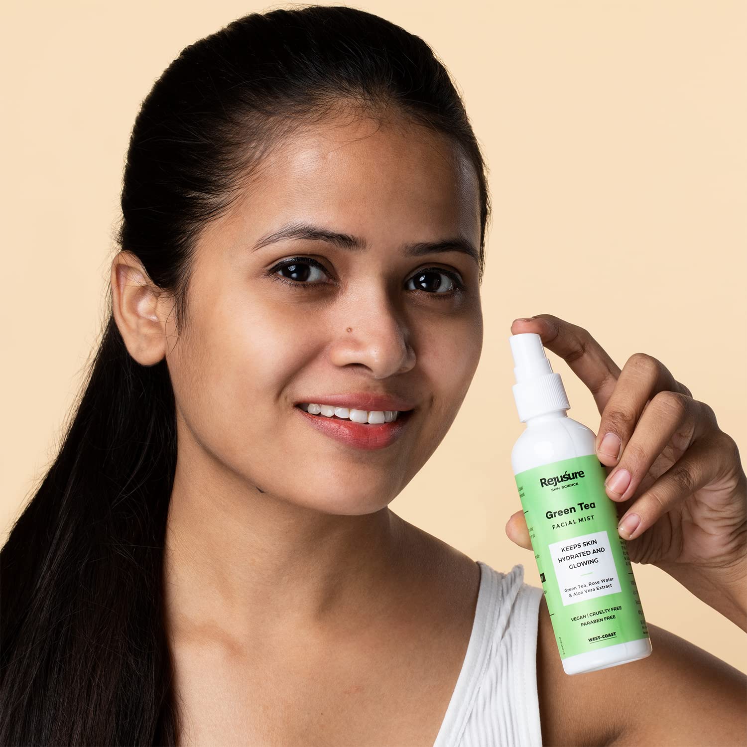 Rejusure Green Tea Face Mist for Hydration & Glow - 100ml Facial Spray for Dry Skin - Refreshing Skin Care for Daily Use & Travel