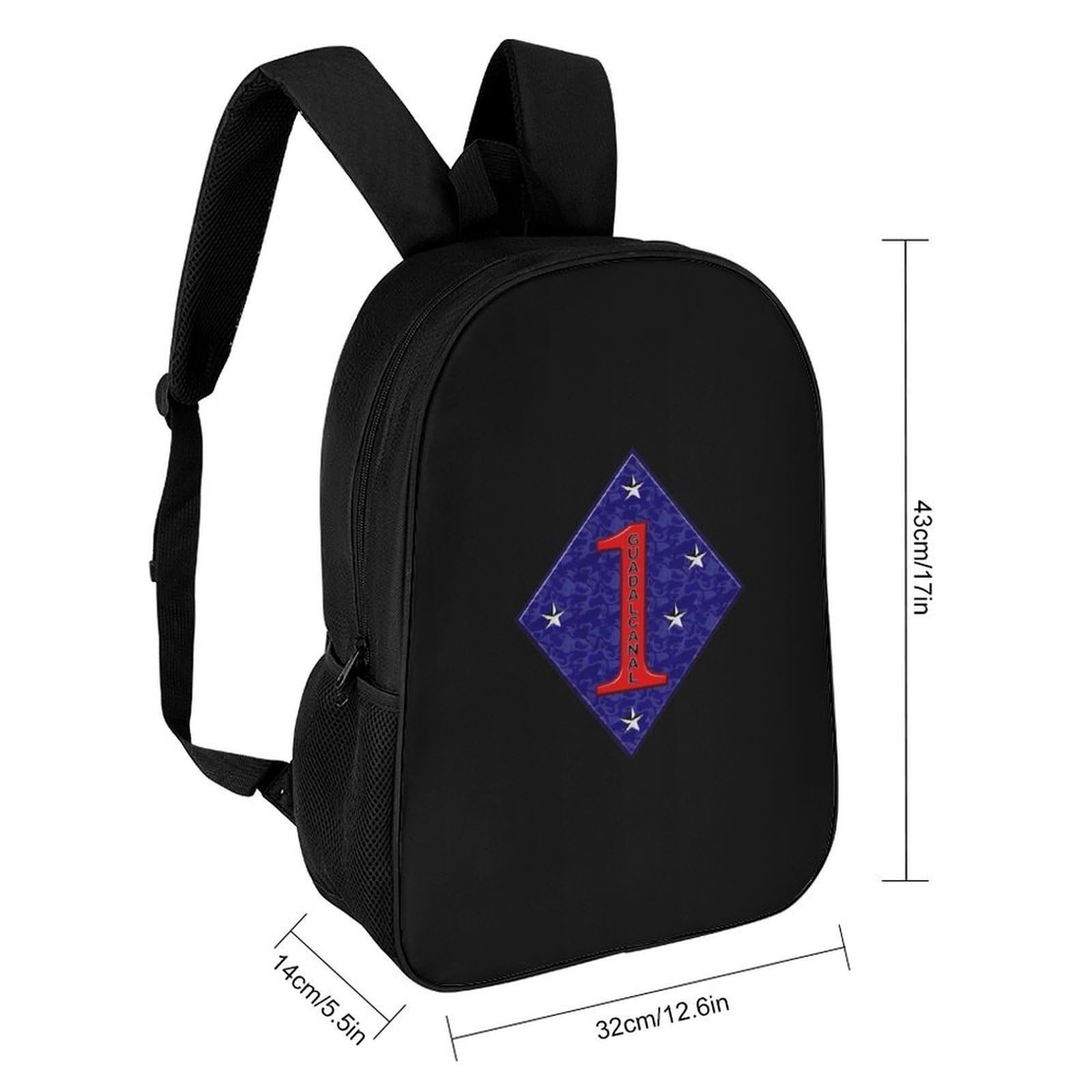 1st Marine Division Backpack - 17 Inch Laptop Backpack for Men & Women, Durable 3D Printed Military Style Computer Bag for School, Work & Travel | USMC Tactical Gear for Students & Professionals