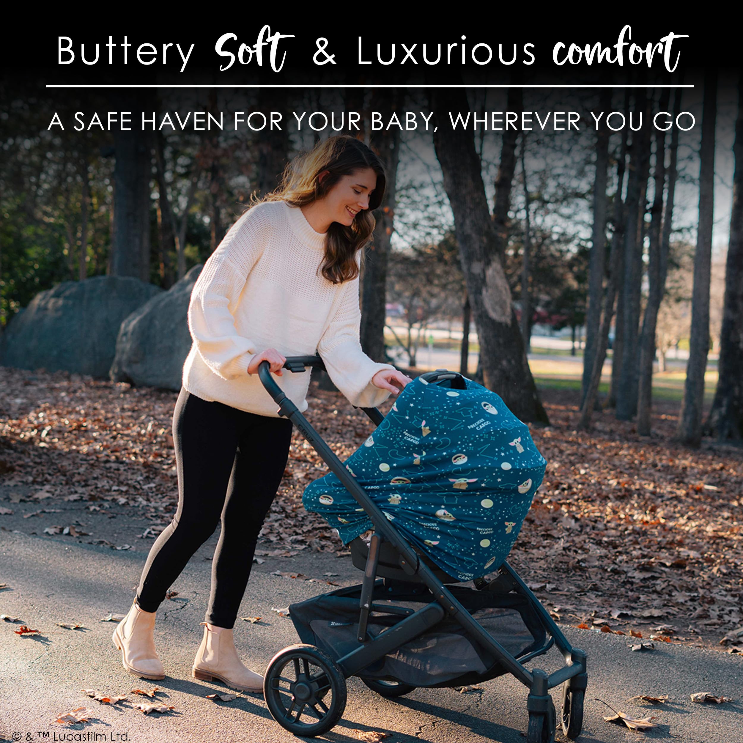 Star Wars The Child 5-in-1 Nursing Cover - Baby Car Seat, Stroller, High Chair, Carrier & Shopping Cart Cover with Privacy Panel | Perfect for Breastfeeding, Newborn Essentials & On-the-Go Moms | Soft Baby Lounger Canopy for Home & Travel Use