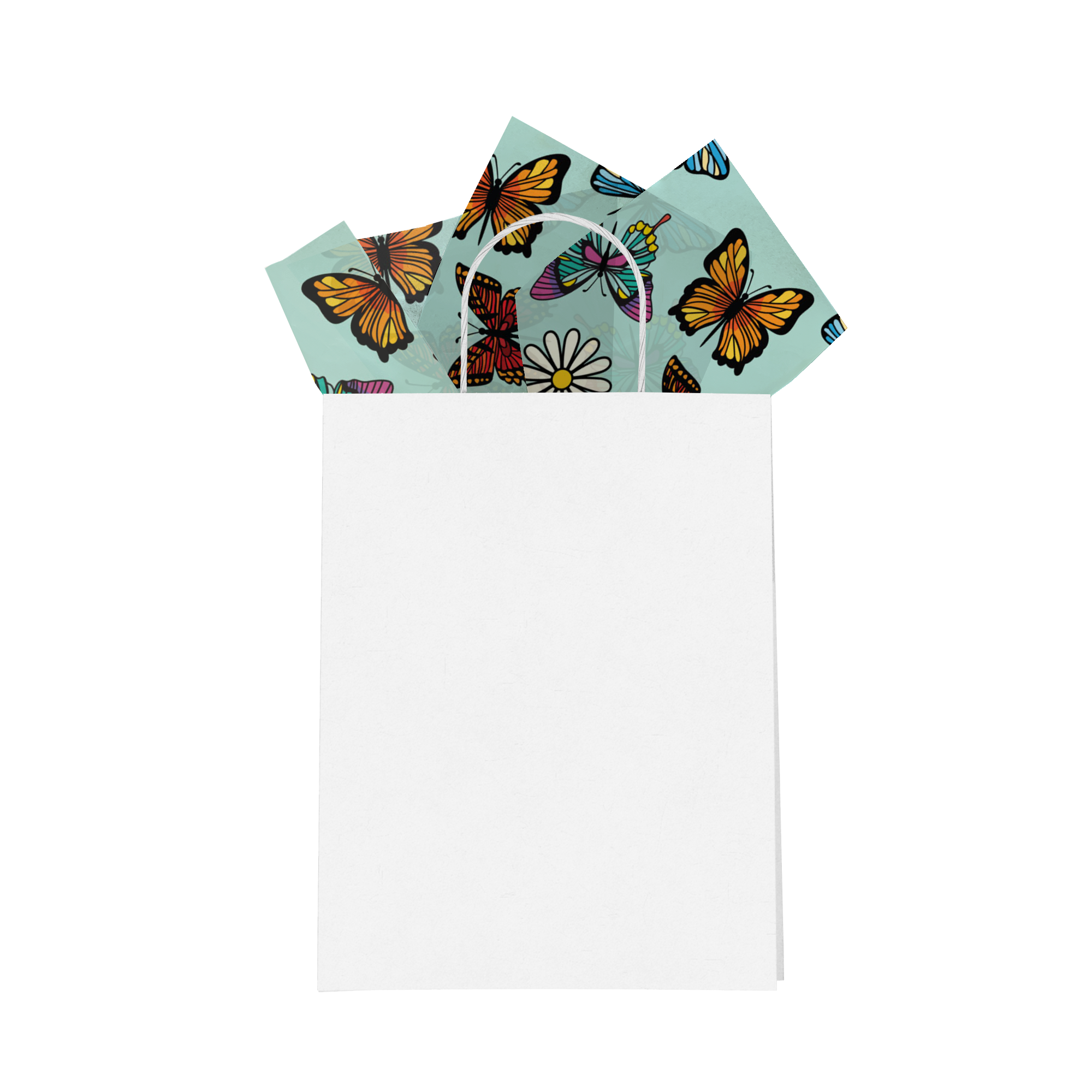 Butterflies and Daisies Patterned Gift Wrapping Tissue Paper - Premium Floral Design for Gift Bags, Party Favors, Wedding Decorations & DIY Craft Projects