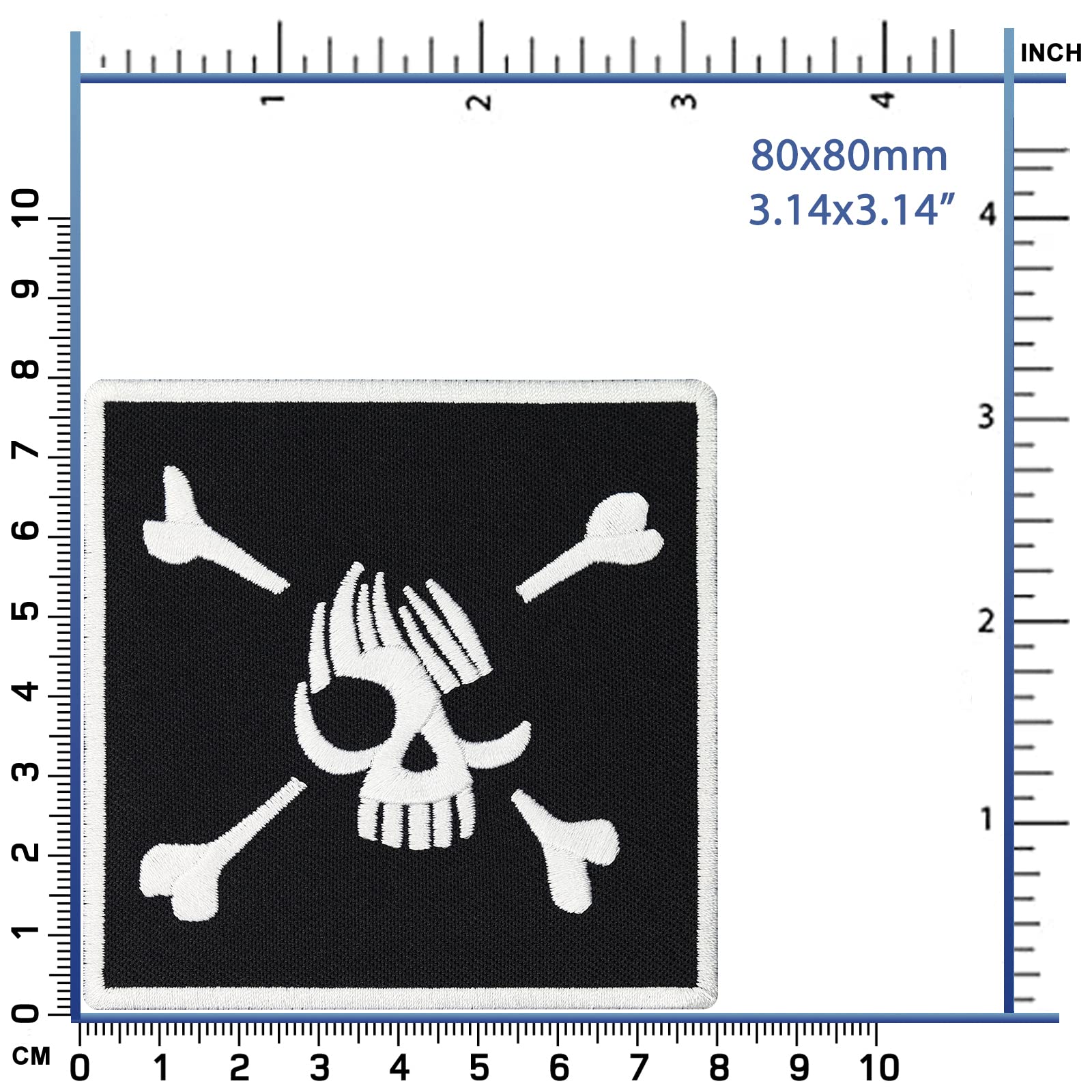 JOLLY ROGER PIRATE Skull Iron-On Patch - Pirates of The Caribbean Inspired Embroidered Badge for Jackets, Hats & Backpacks - Perfect for Halloween Costumes & Pirate Theme Parties