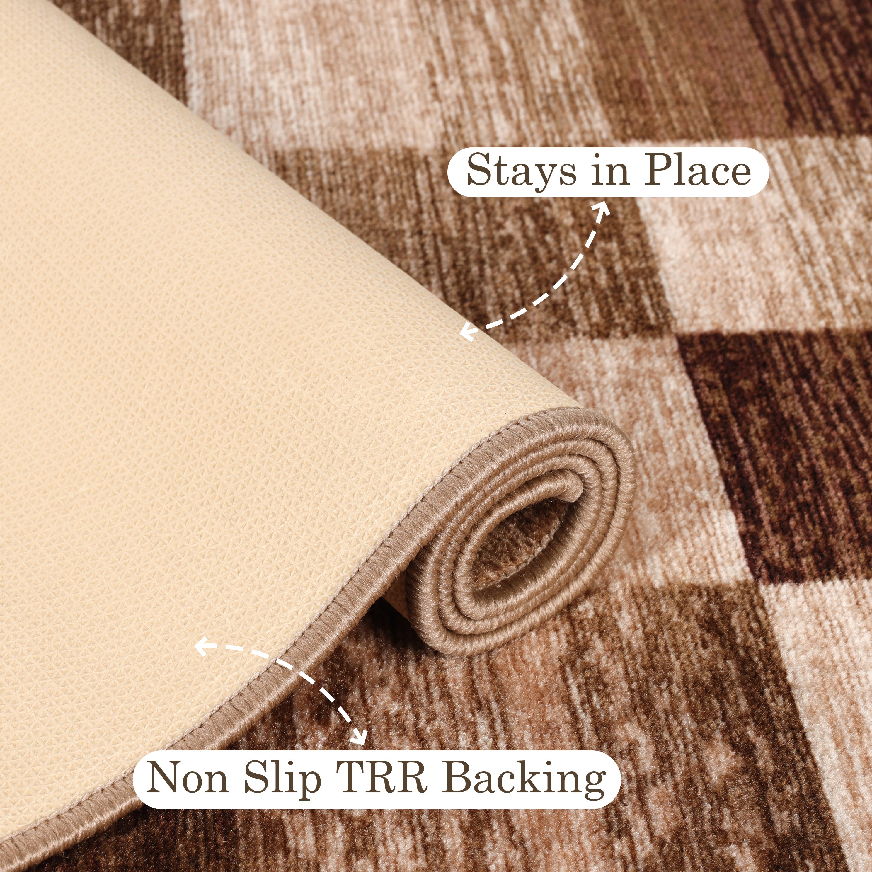 Lockwood Color Block Non-Slip Washable Indoor Area Rug or Runner - Perfect for Living Room, Bedroom, Entryway & High Traffic Areas