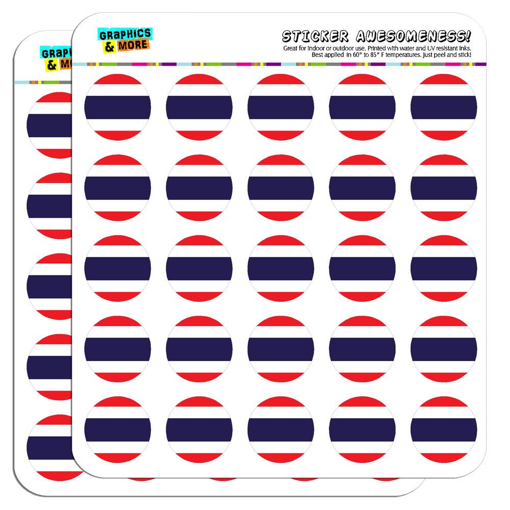 Thailand National Flag 1 Inch Planner Stickers for Scrapbooking & Crafting - Opaque Vinyl Decals - Perfect for Bullet Journals, DIY Projects, and Travel Scrapbooks