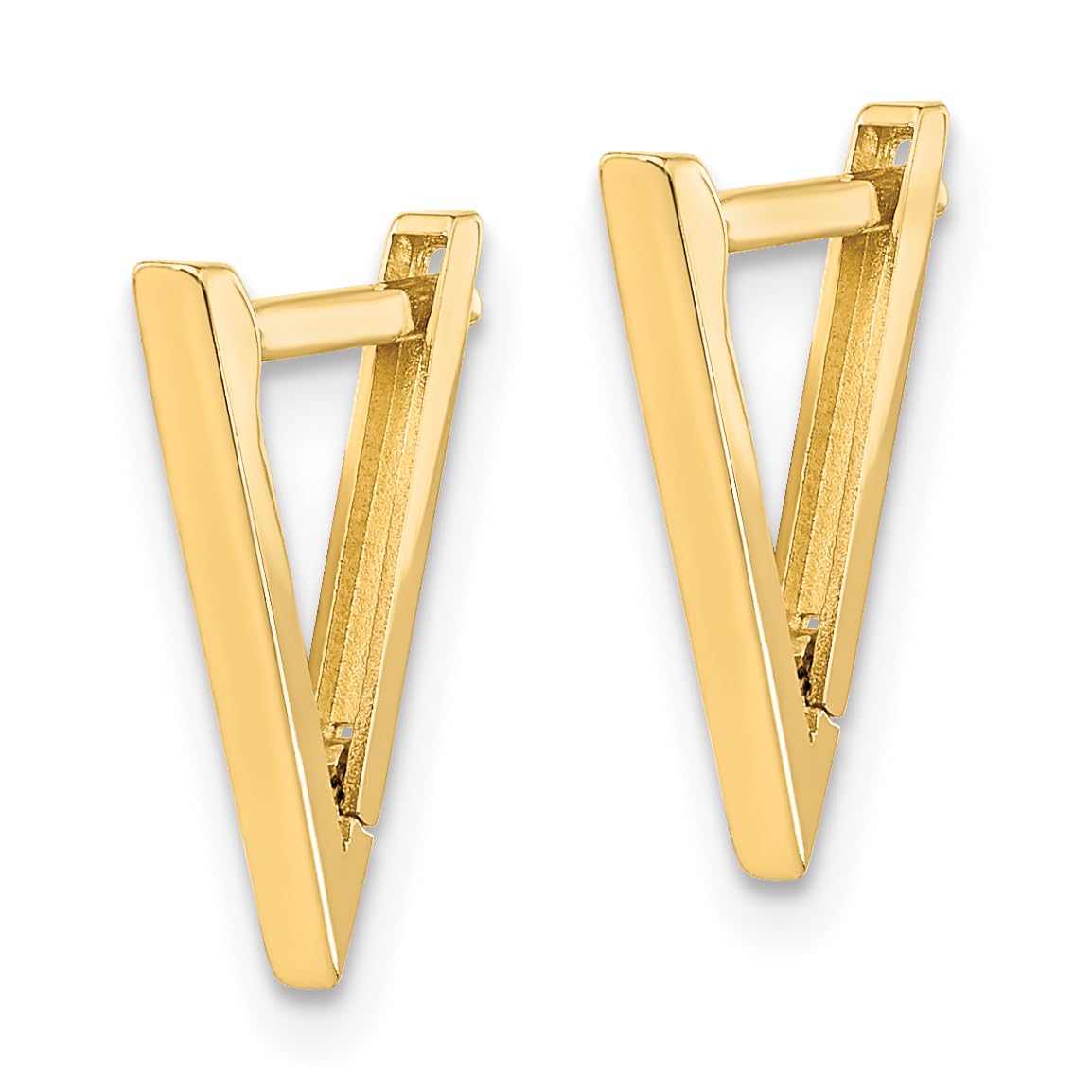 14K Yellow Gold Triangle Hoop Earrings for Women - 15mm Polished Dainty Everyday Stud Earrings | Perfect for Work, Date Night & Special Occasions