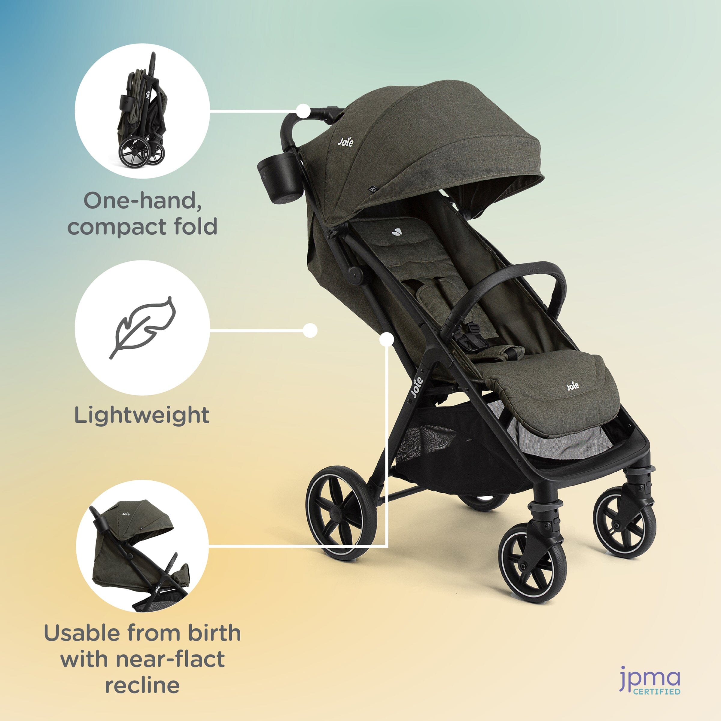 Joie Baby Nutmeg & Rue Travel System - Lightweight Stroller & Car Seat Combo for Safe & Comfortable Travels | Perfect for Newborns, Infants & Toddlers | Ideal for Shopping, Walks & Family Outings