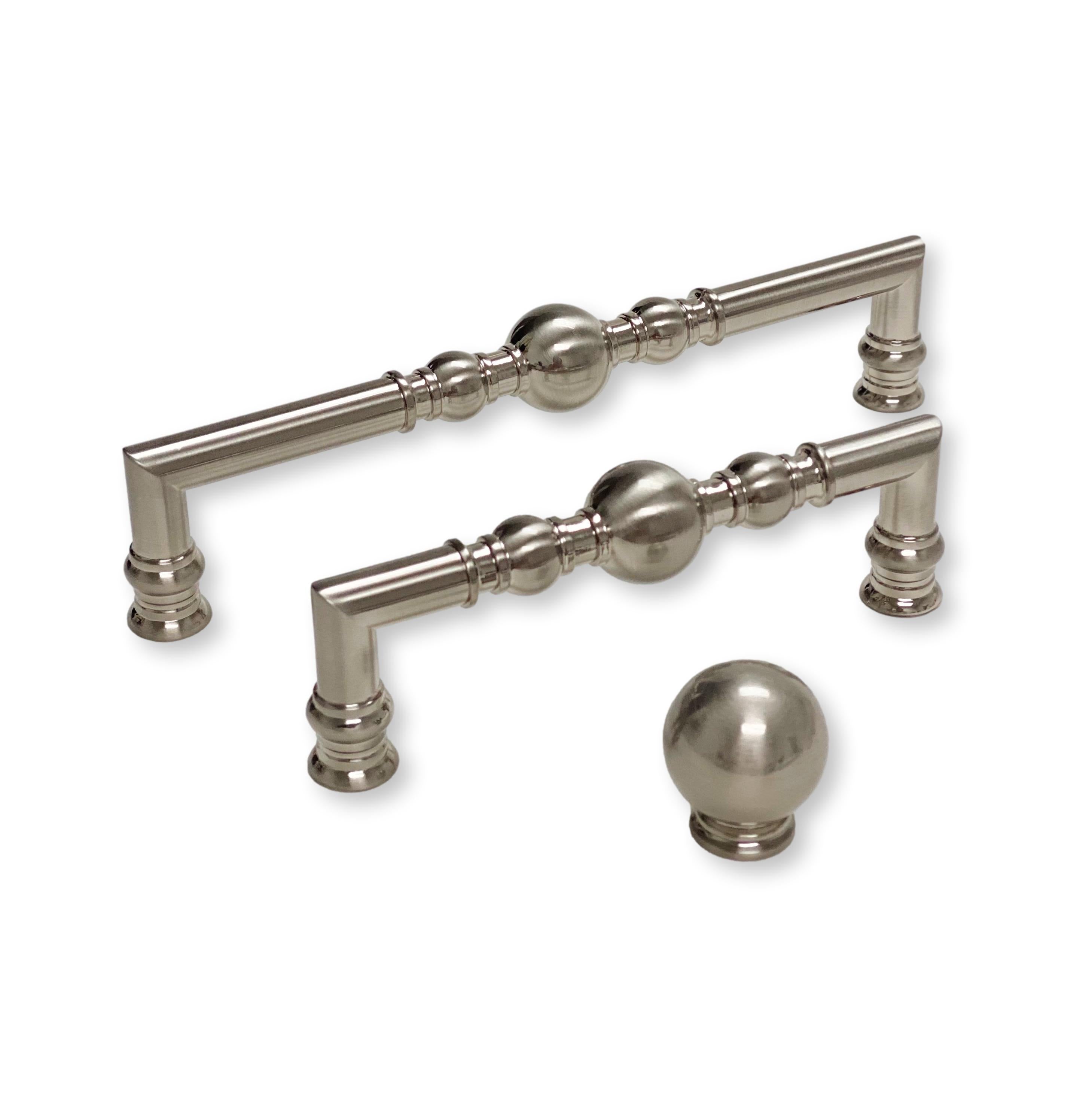 Brushed Nickel 'Kira' Cabinet Ball Knobs and Drawer Pulls - Elegant Hardware for Kitchen Cabinets, Bathroom Vanities & Furniture Upgrades