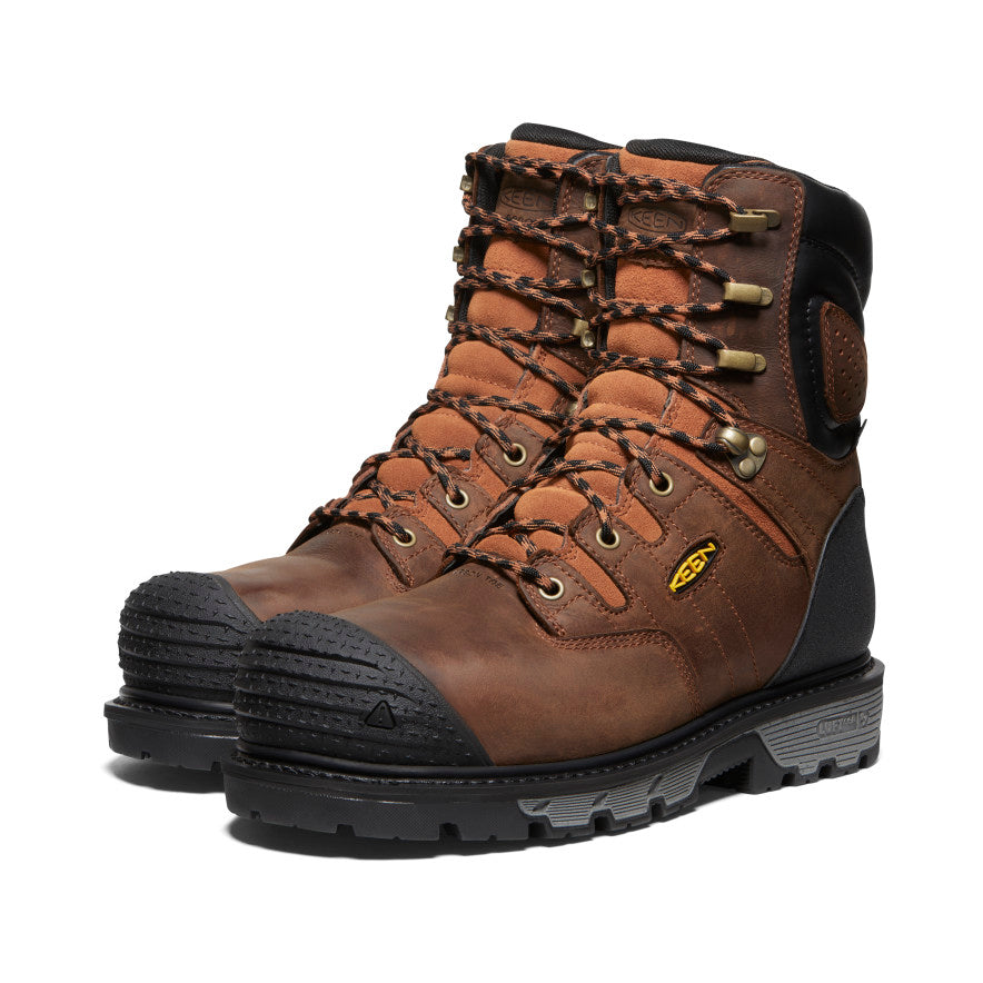 Men's Camden 8 Insulated Waterproof Work Boot with Carbon Toe - Leather Brown/Black - Heavy Duty Winter Boots for Construction, Hiking & Outdoor Work