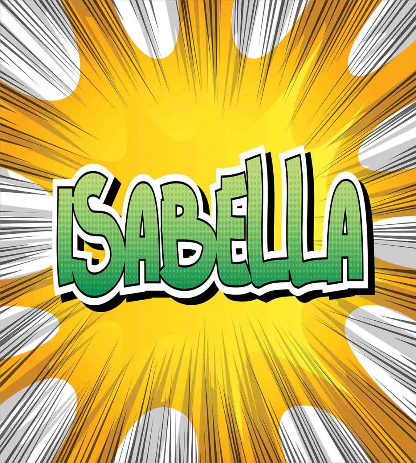 Ambesonne Isabella Duvet Cover Set - Retro Cartoon Design with American Birth Names, 2-Piece King Size Bedding (Yellow, Green & White) - Perfect for Kids' Rooms, Dorm Decor & Themed Bedrooms