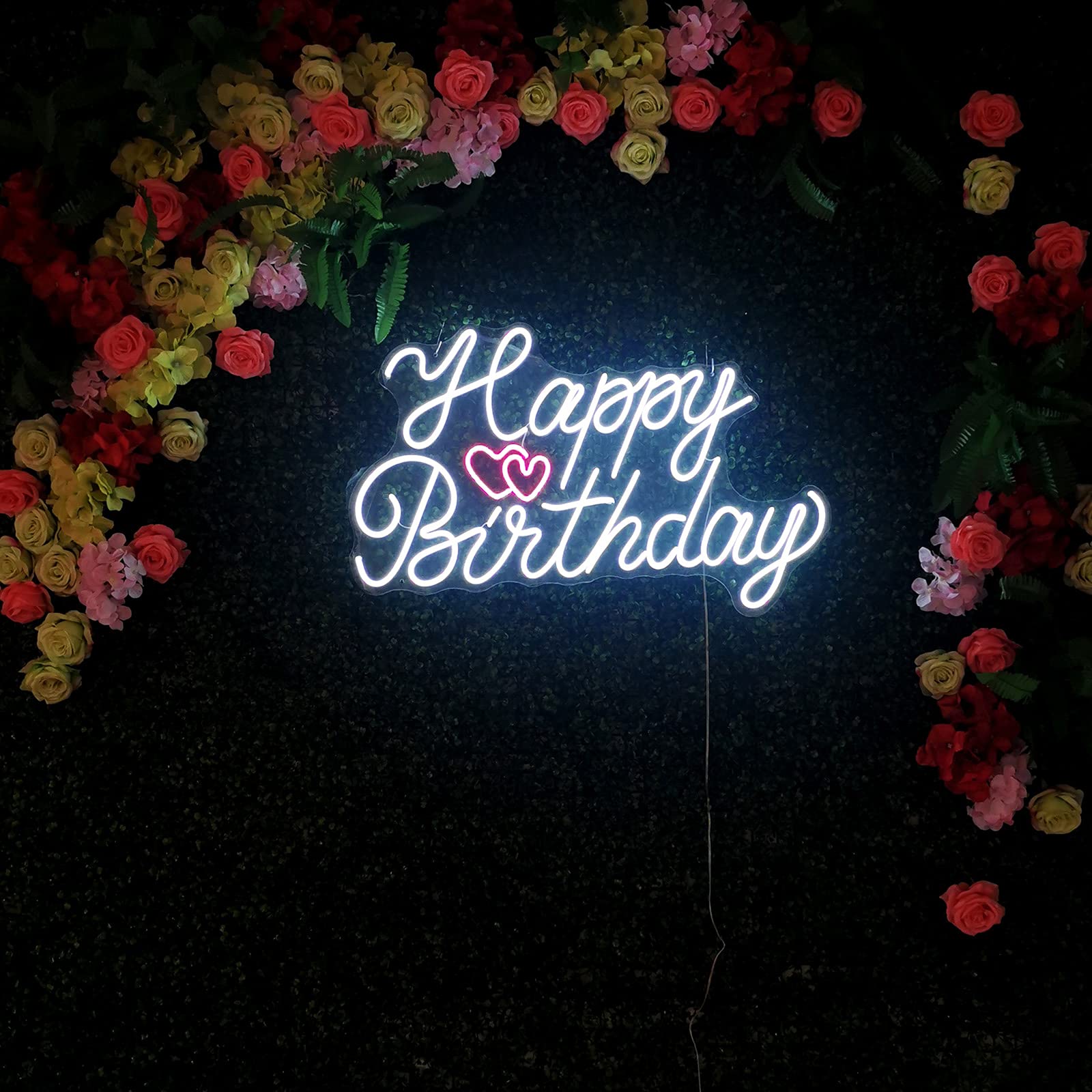 28 Inch Happy Birthday LED Neon Light Sign for Wall - Customizable Party Decor for Kids, Friends, Lovers - Perfect for Home, Restaurant & Hotel Celebrations - Durable Wall Hanging Light for Birthday Parties & Special Events