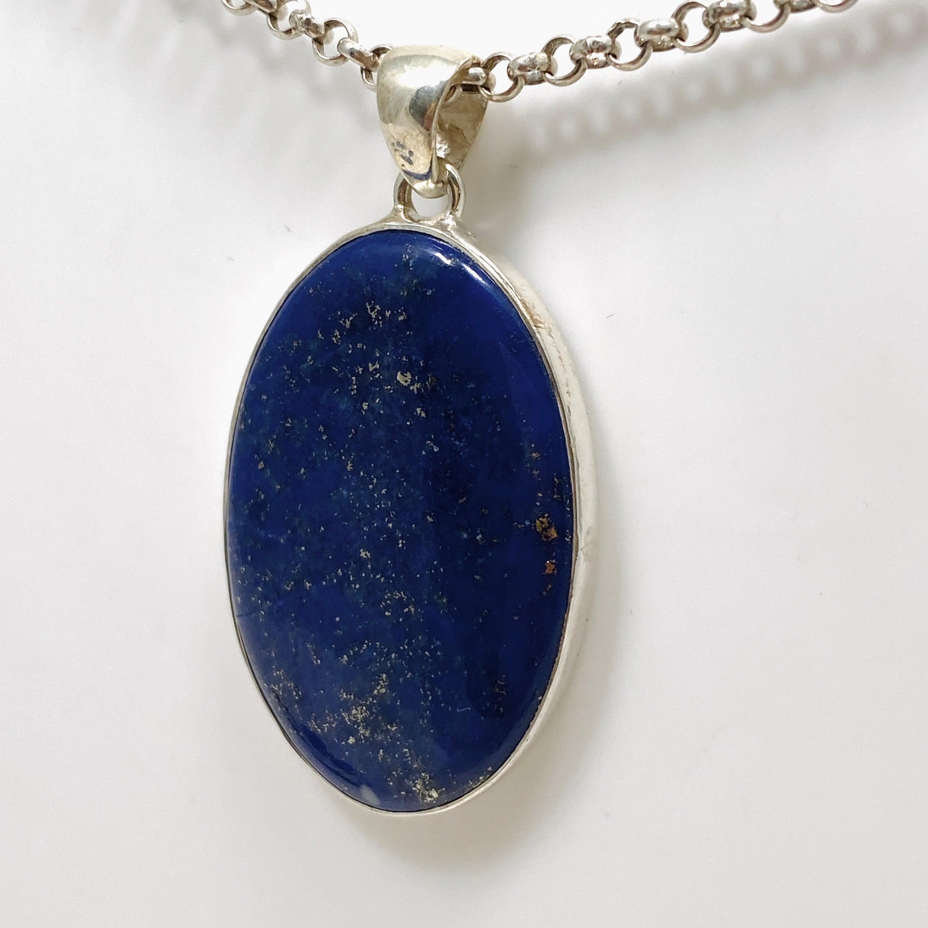 Lapis Lazuli Oval Pendant Necklace - 925 Sterling Silver Jewelry for Women - Elegant Healing Stone Gift for Meditation & Spiritual Protection