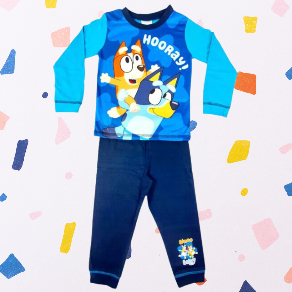 Bluey Hooray Kids Pajama Set - Soft Cotton Sleepwear for Boys & Girls - Perfect for Bedtime, Sleepovers and Family Movie Nights