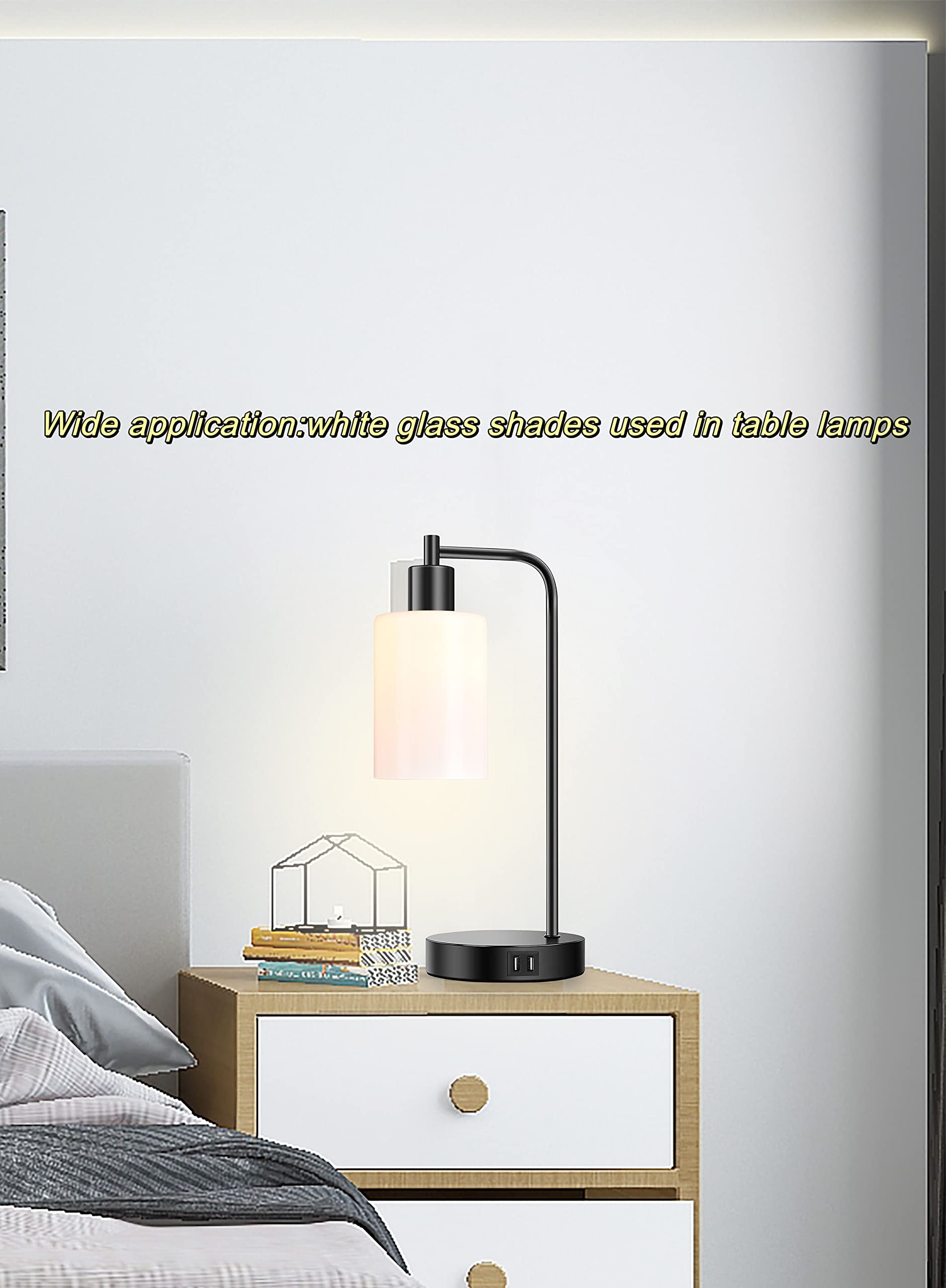 4 Pack White Glass Lamp Shades Replacement - 5.51