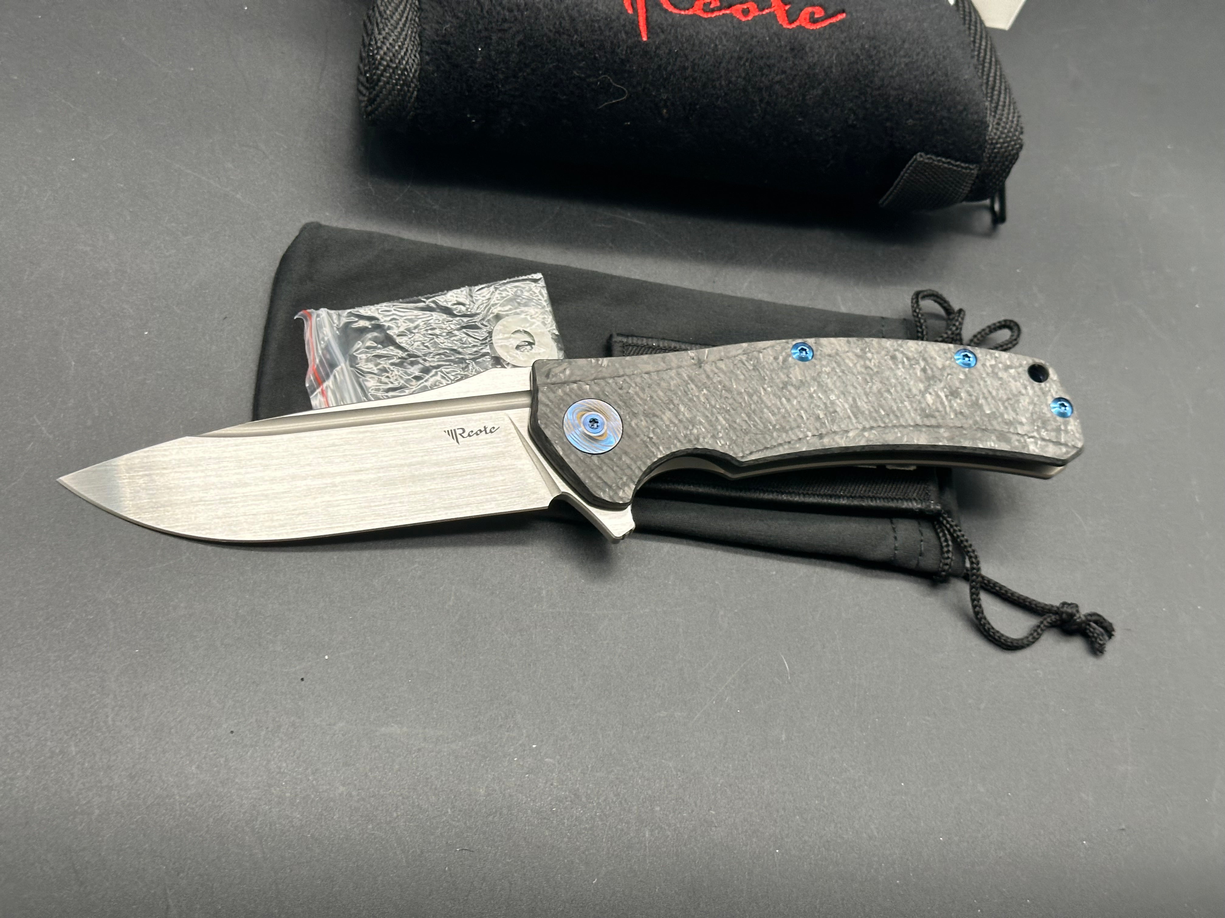 Reate Horizon D Titanium Folding Knife with Marble Carbon Fiber Scales & Real Timascus Clip - EDC, Outdoor, Camping, Survival Gear