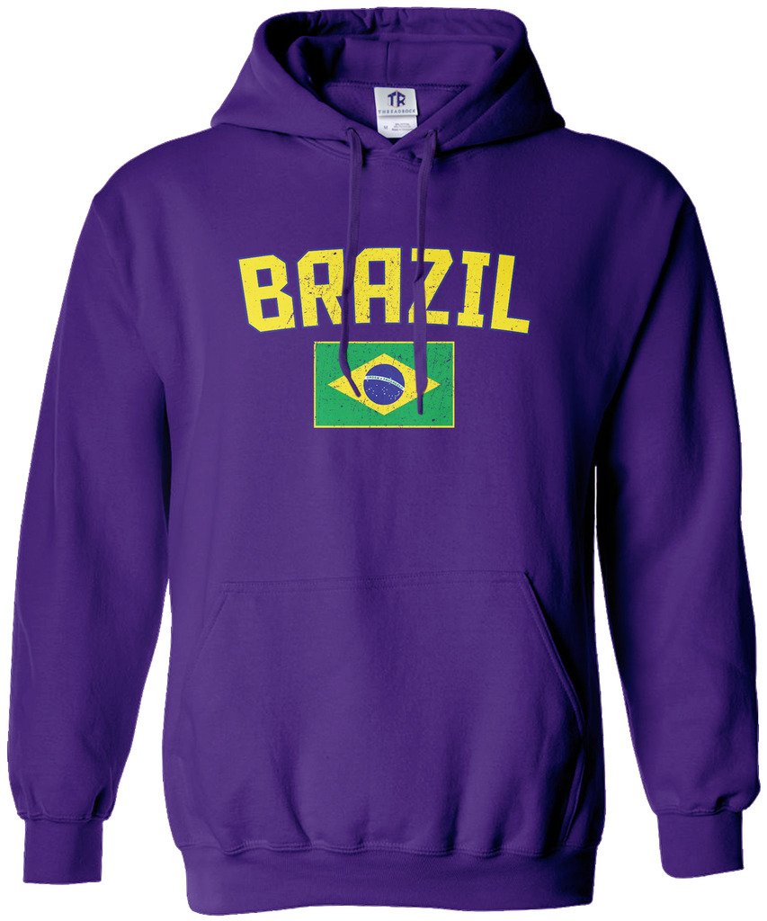Threadrock Women's Brazil Flag Hoodie Sweatshirt - Soft Fleece Pullover with Hood - Comfortable Casual Wear for Women - Perfect for Game Day, Sports Events & Street Fashion