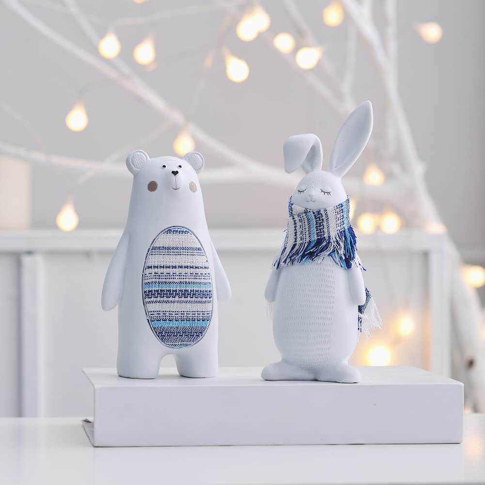 WAYUTO White Ceramic Rabbit Statue - Easter Bunny Figurine, Desktop Animal Ornament, Easter Party Decor & Gift Idea - Perfect for Home Decor, Easter Celebrations, and Spring Table Centerpieces