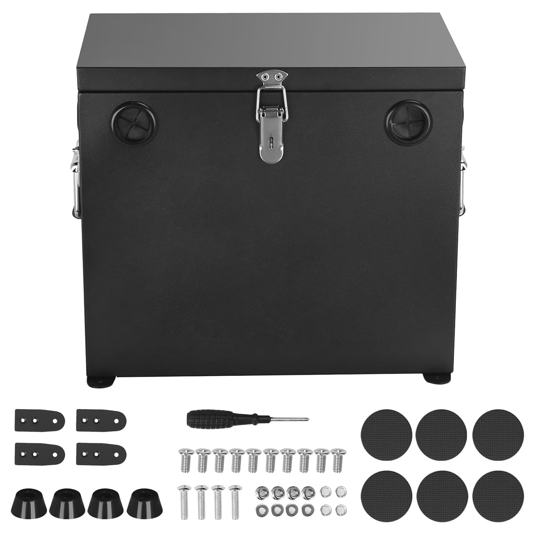**12V Stainless Steel Battery Box for Car, RV, Marine - Black Battery Relocation Kit for Trailer, Boat, Trolling Motor (27 Series) | Durable & Waterproof Power Storage for Off-Road, Boating & Outdoor Adventures**