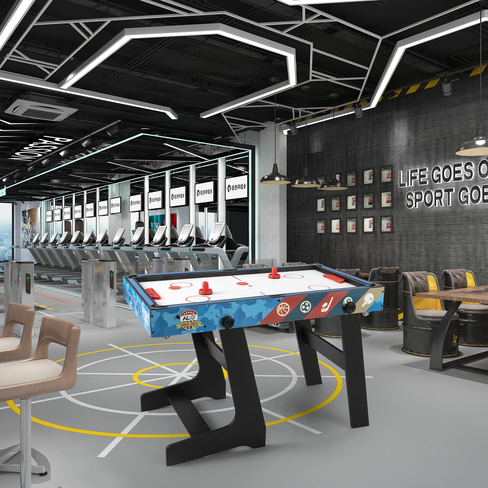 HLC 5-in-1 Multi-Game Table - Billiards, Ping Pong, Mini Basketball, Foosball & Air Hockey - Perfect for Kids & Adults - Great Birthday & Party Gift for Home Entertainment & Family Game Nights